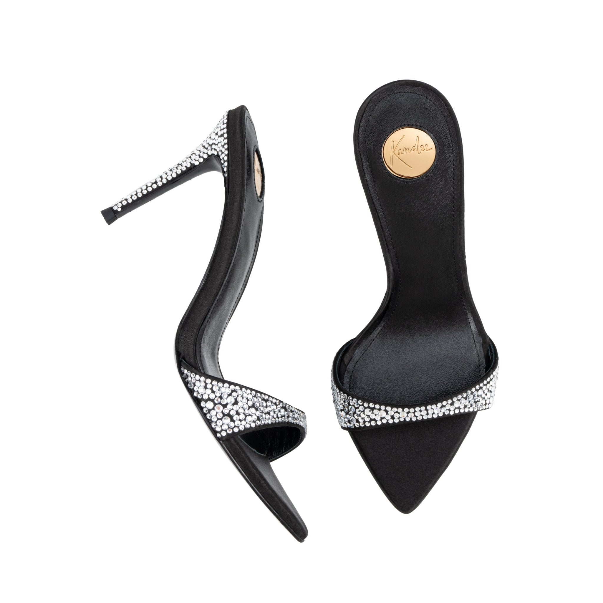 Caviar Crystal Leather Mules 90mm - Kandee