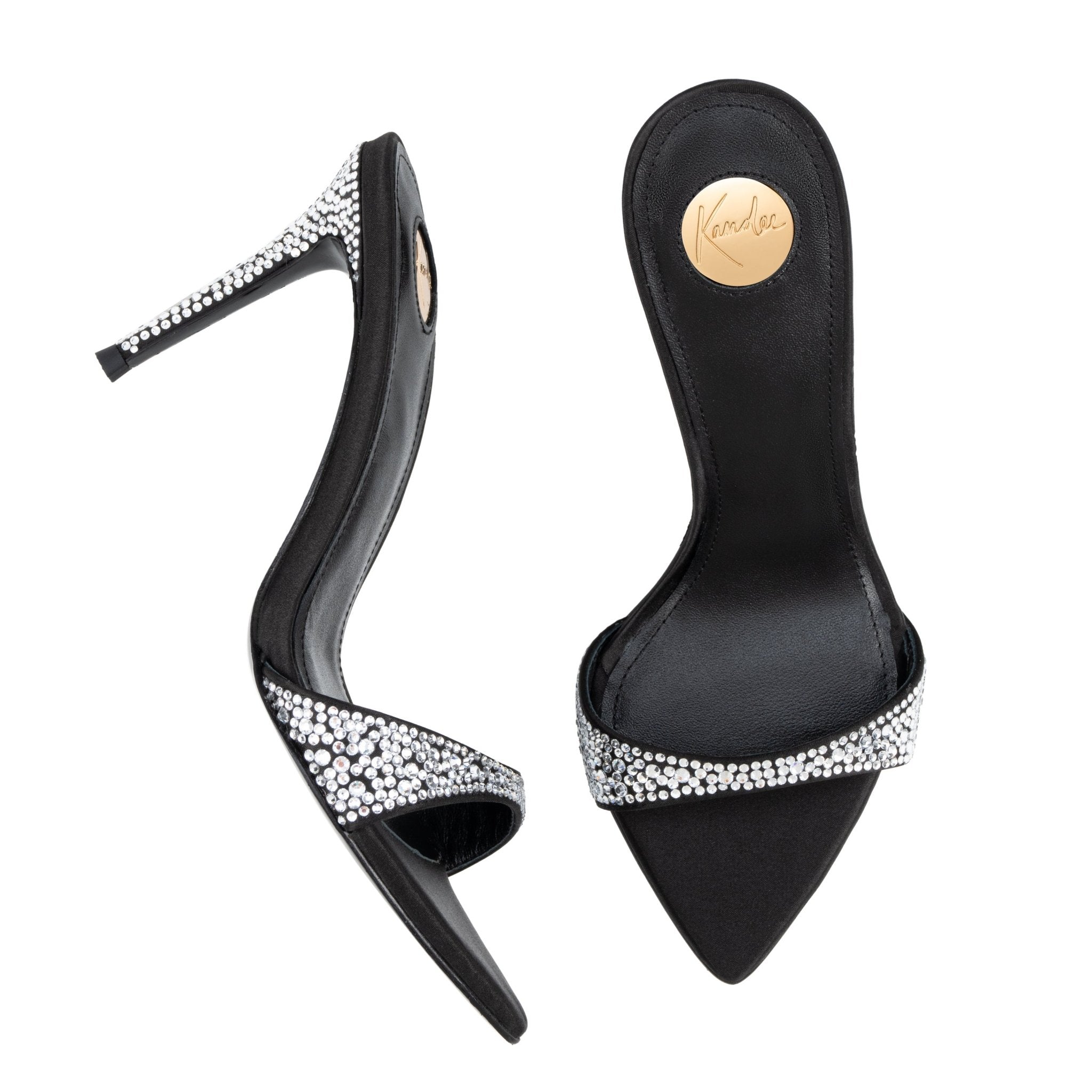Caviar Crystal Leather Mules 90mm - Kandee