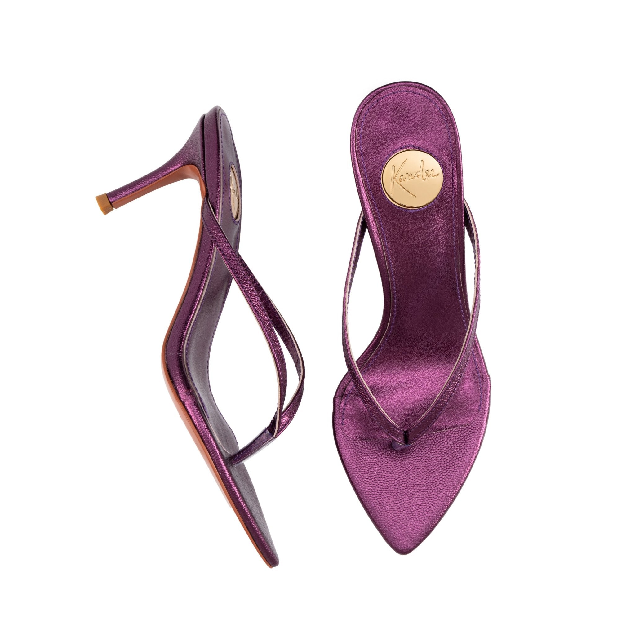 Blackcurrant Caviar Leather Thong Sandals 70mm - Kandee