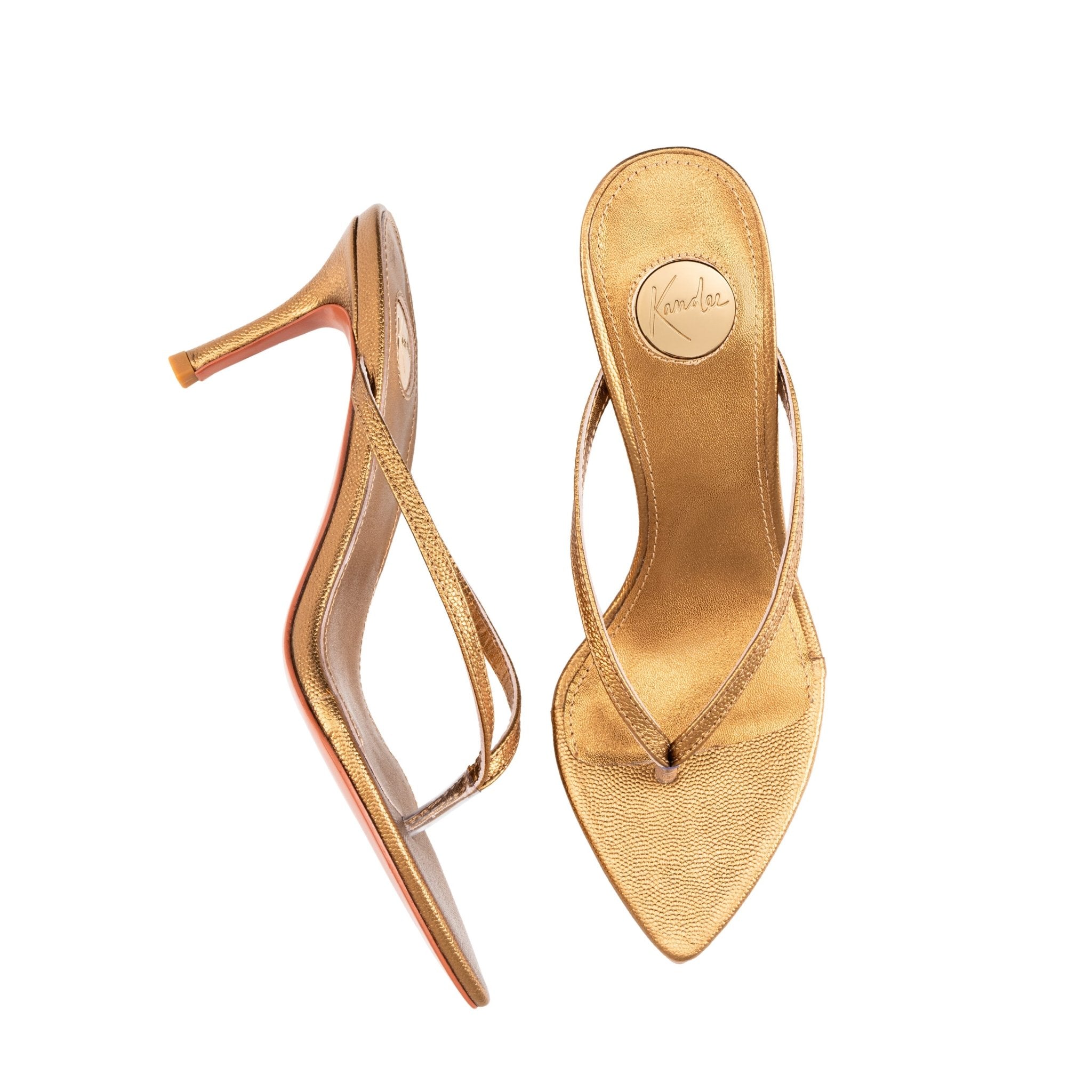 Golden Caviar Leather Thong Sandals 70mm - Kandee