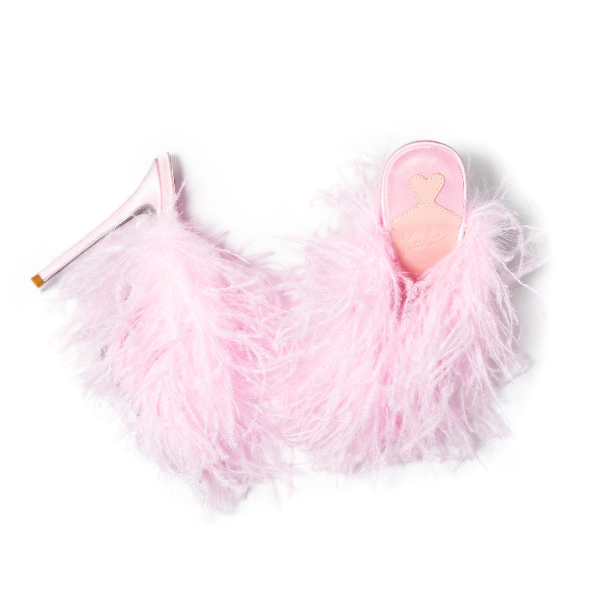 Powder Pink Ostrich Mules - Kandee