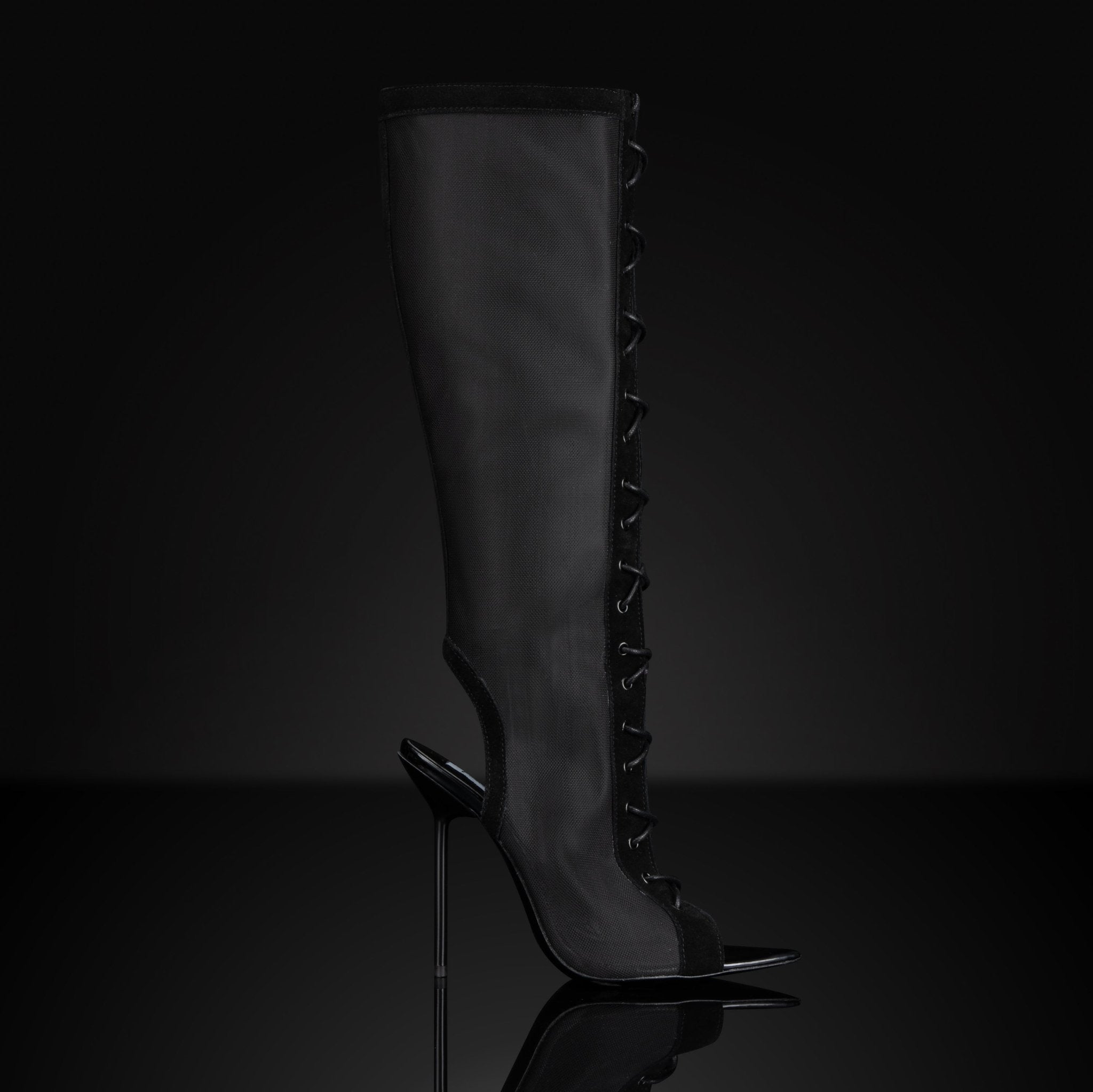 Black Mesh Boot Sandals - Kandee