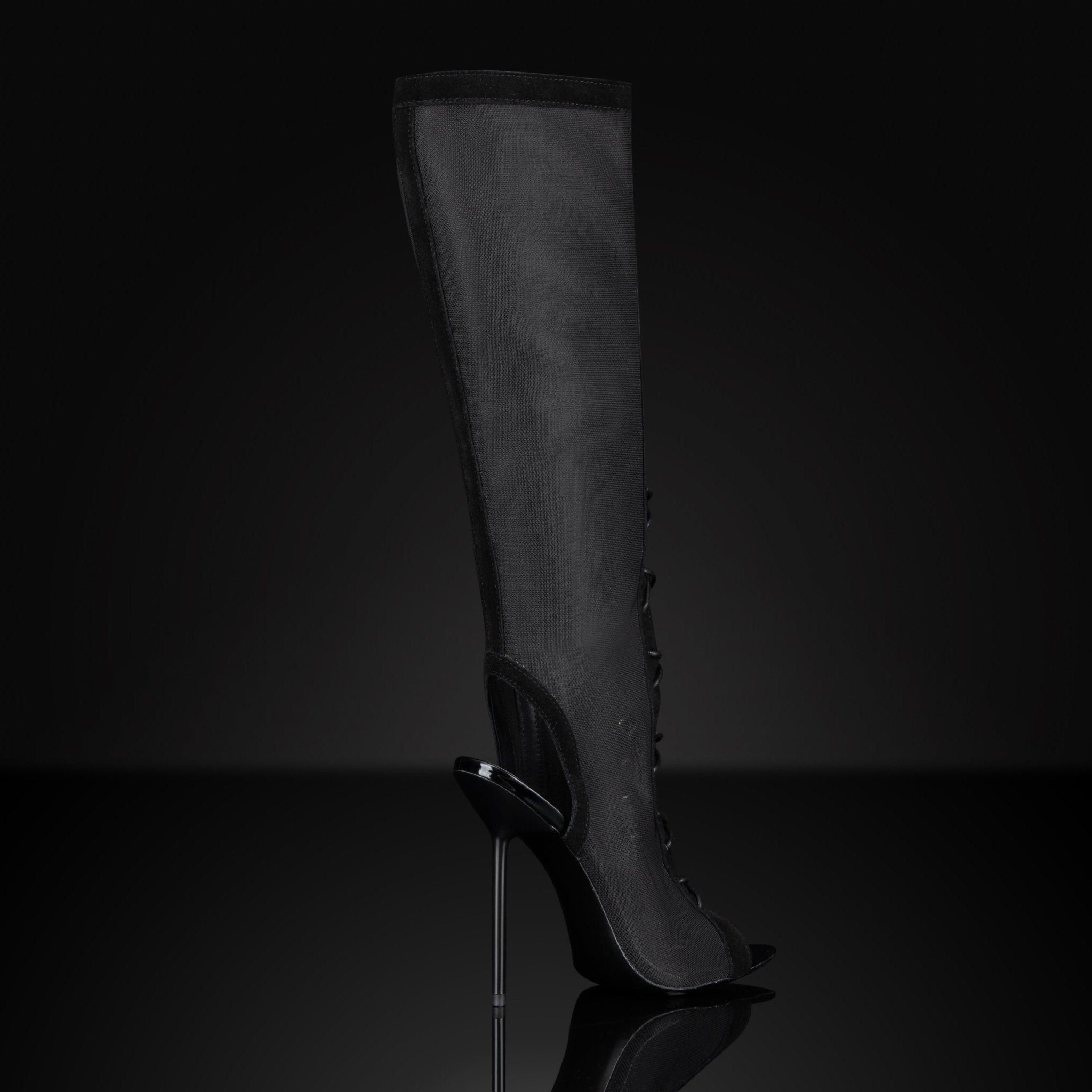 Black Mesh Boot Sandals - Kandee