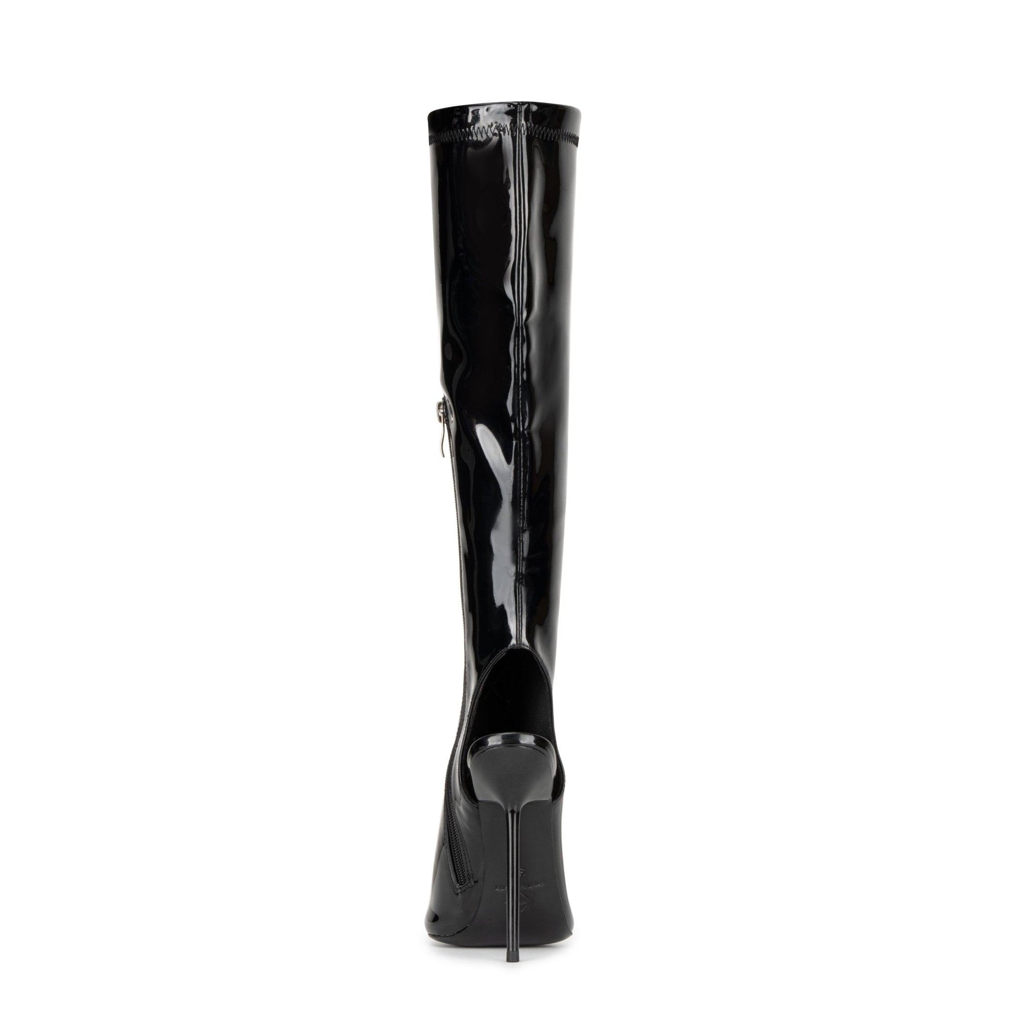 Black Latex Patent Boot Sandals - Kandee