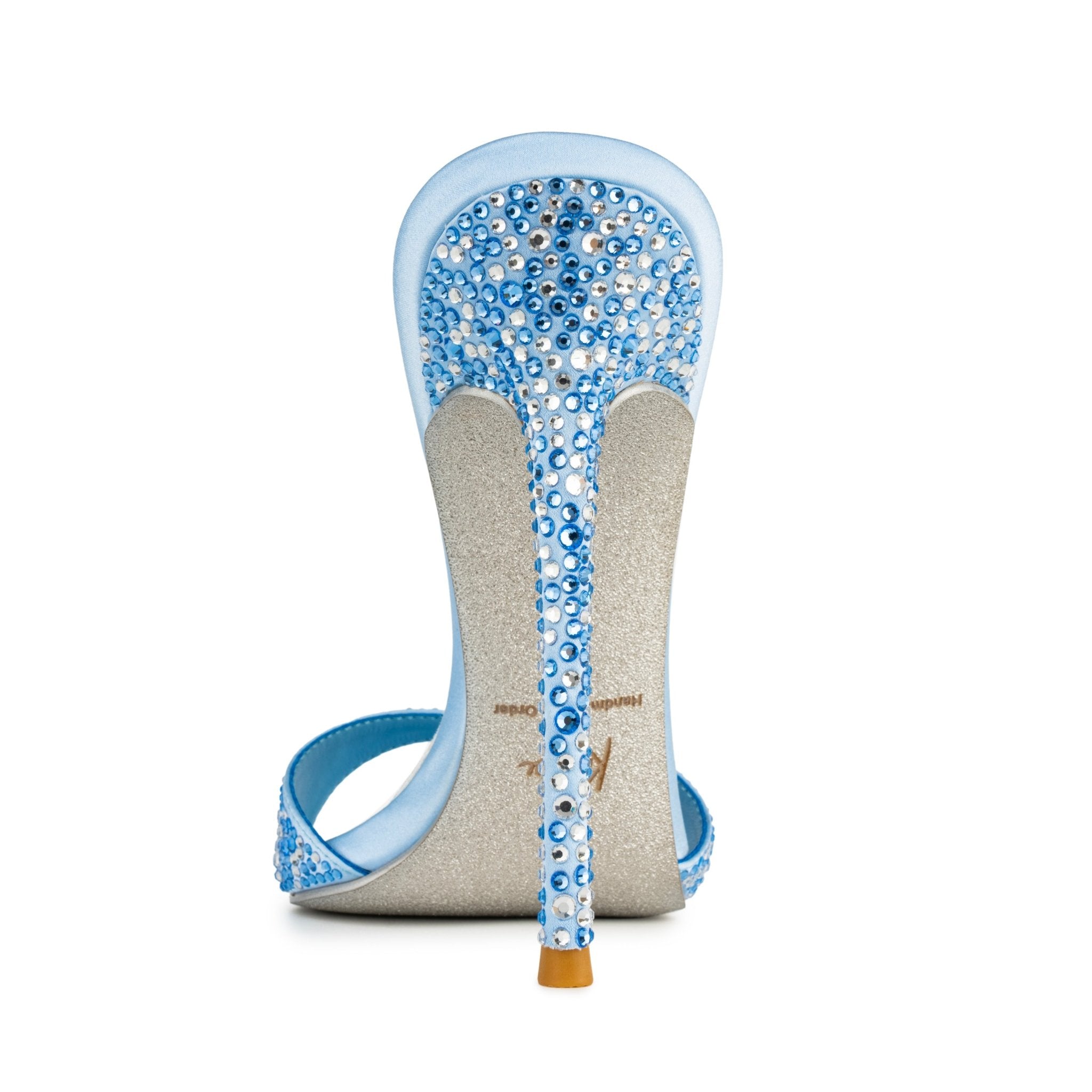 Sky Blue Crystal Silk Mules - Kandee