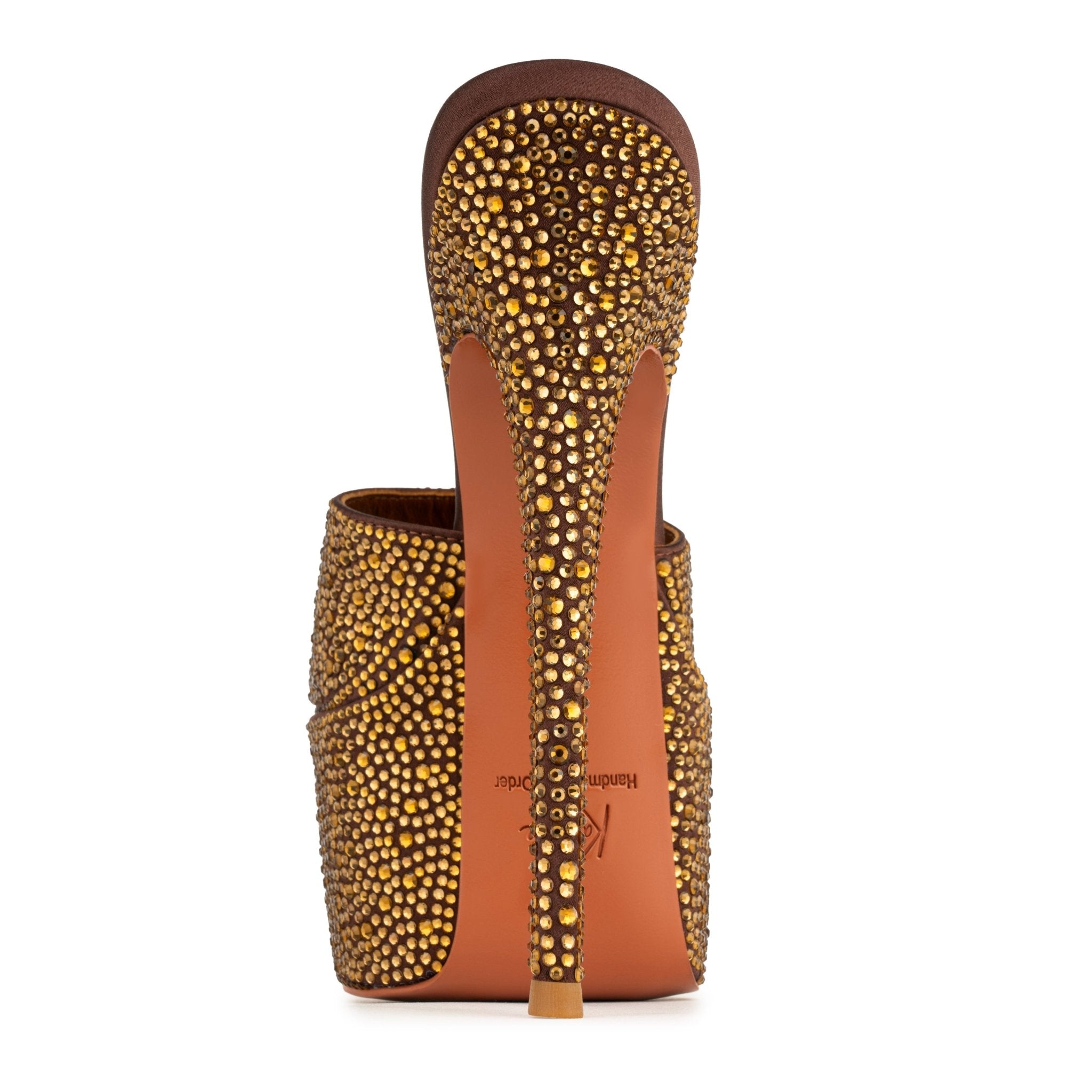 Dark Chocolate Crystal Silk Platform Mules - Kandee
