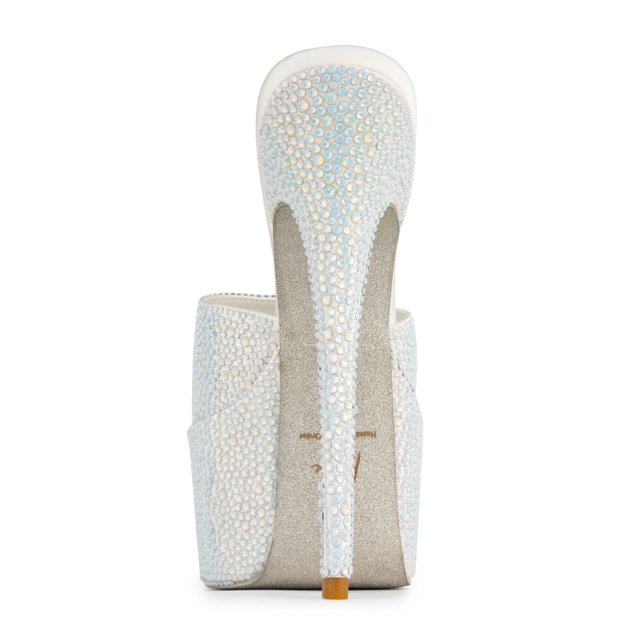 White Opal Crystal Silk Platform Mules - Kandee