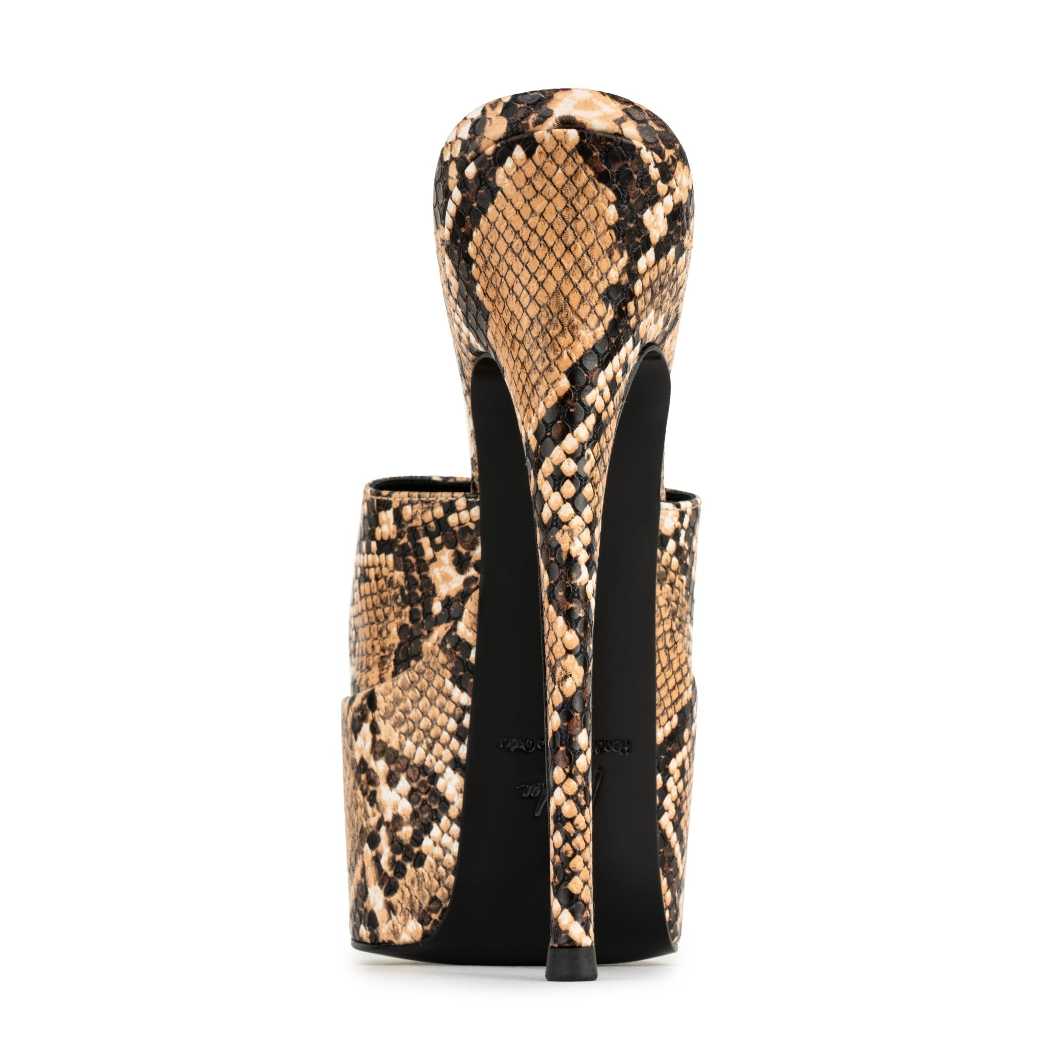 Python embossed Leather Platform Mules - Kandee