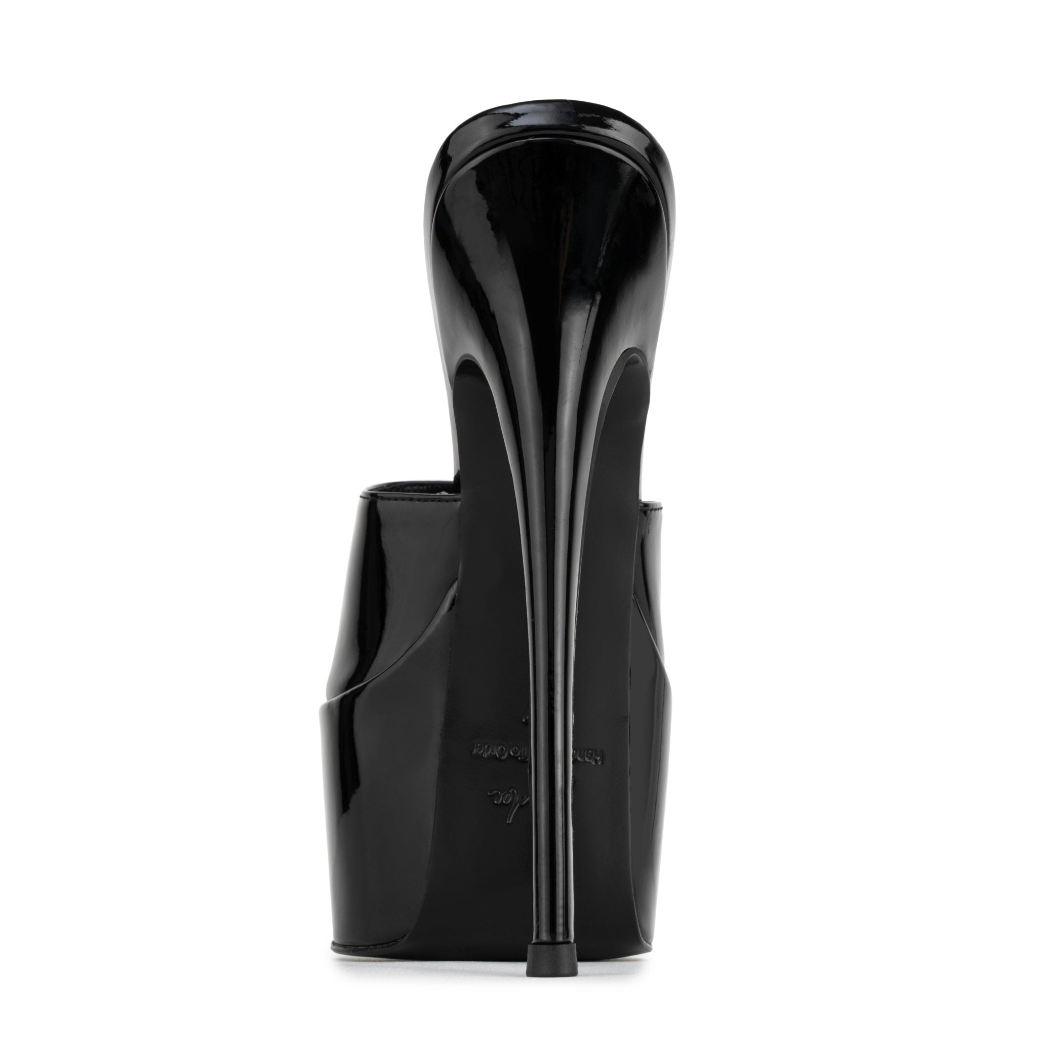 High gloss Black Patent Leather Platform Mules - Kandee