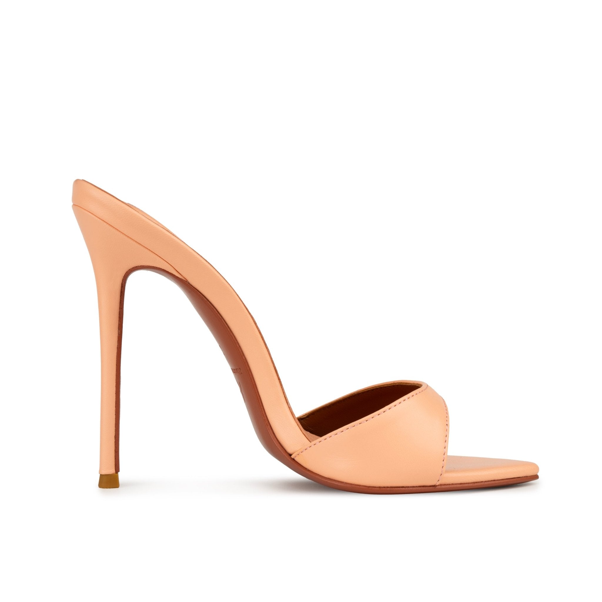 Peach Leather Mules - Kandee