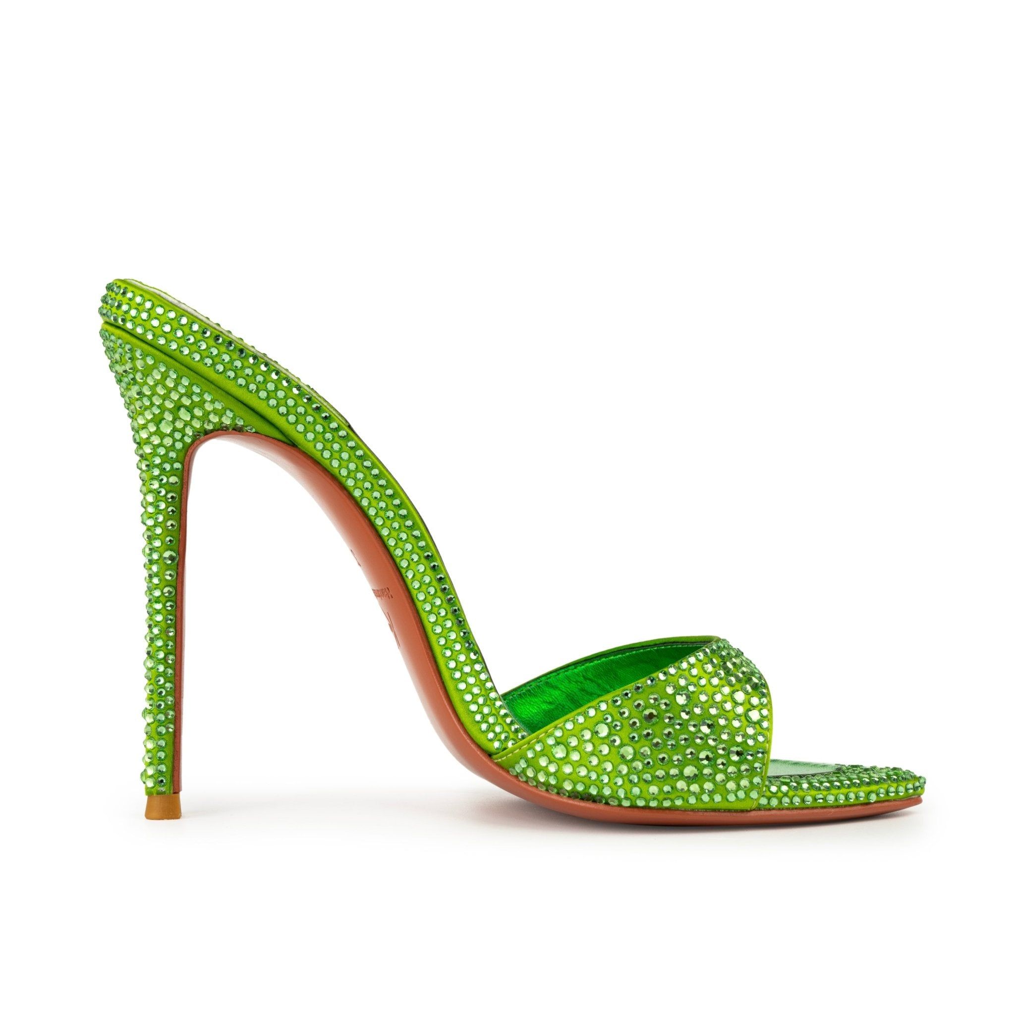 Lime Crystal Silk Mules - Kandee