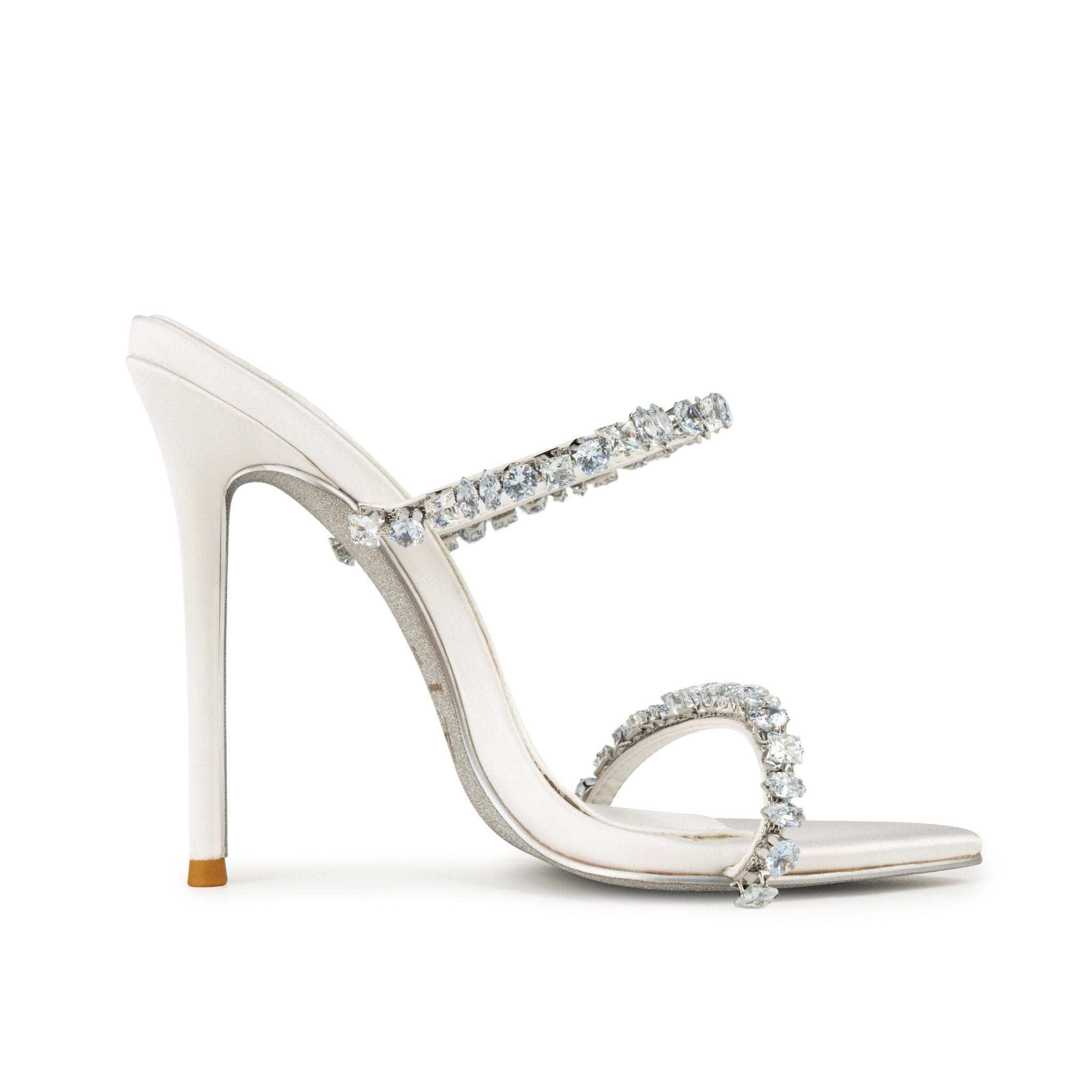 White Jewel Silk Sandals - Kandee
