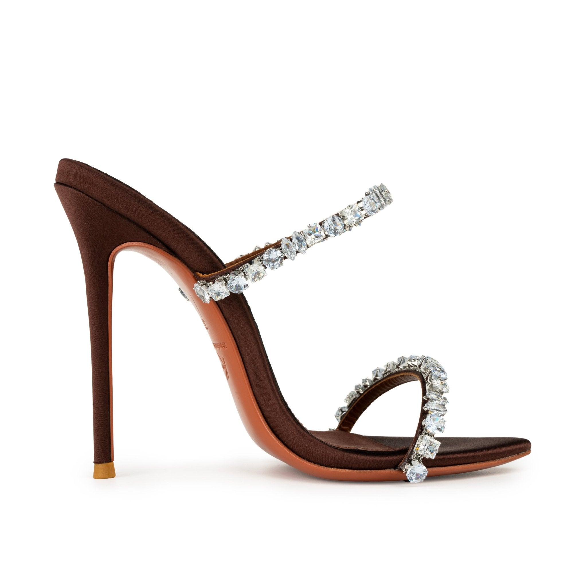 Dark Chocolate Jewel Silk Sandals - Kandee