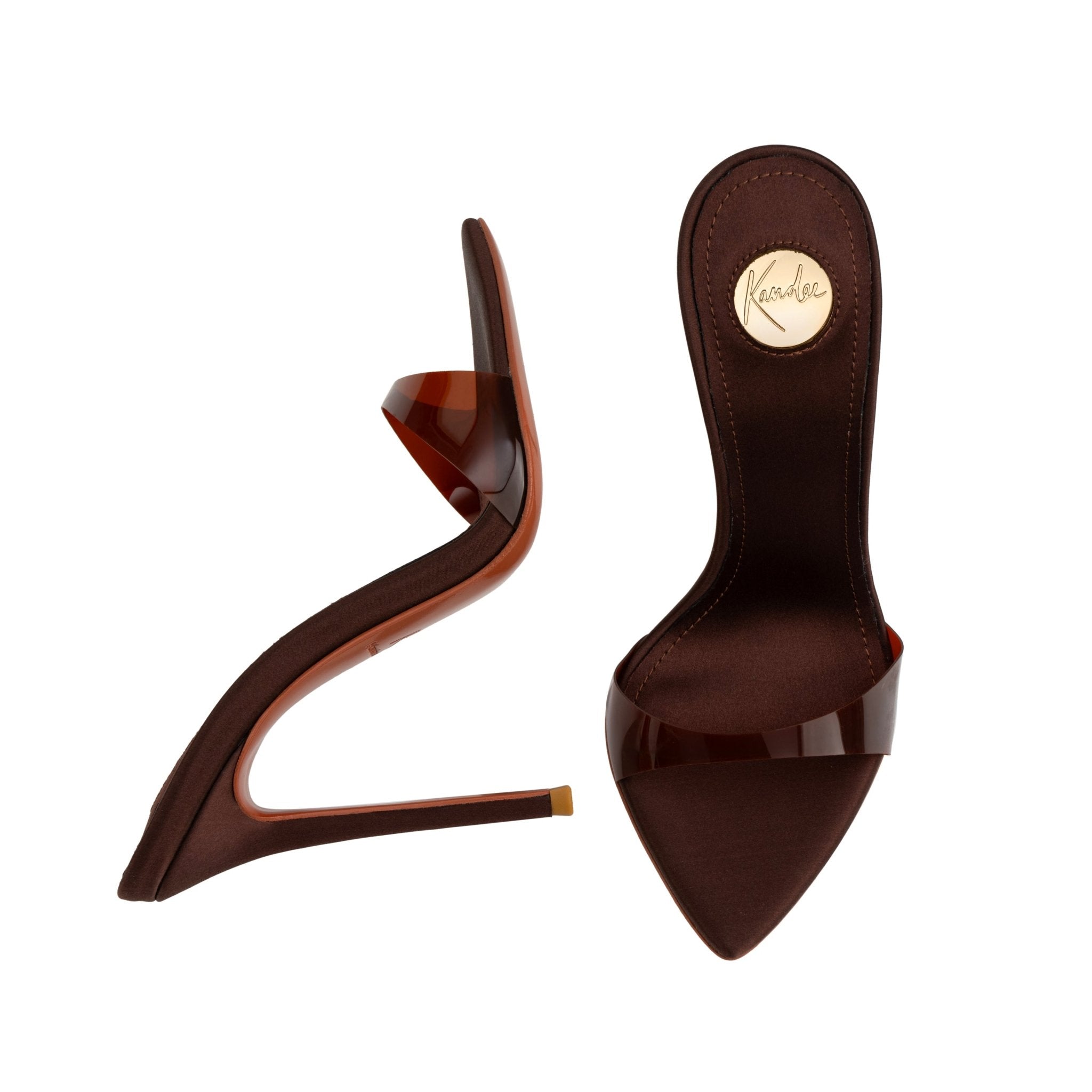 Dark Chocolate Semi transparent PVC Mules - Kandee