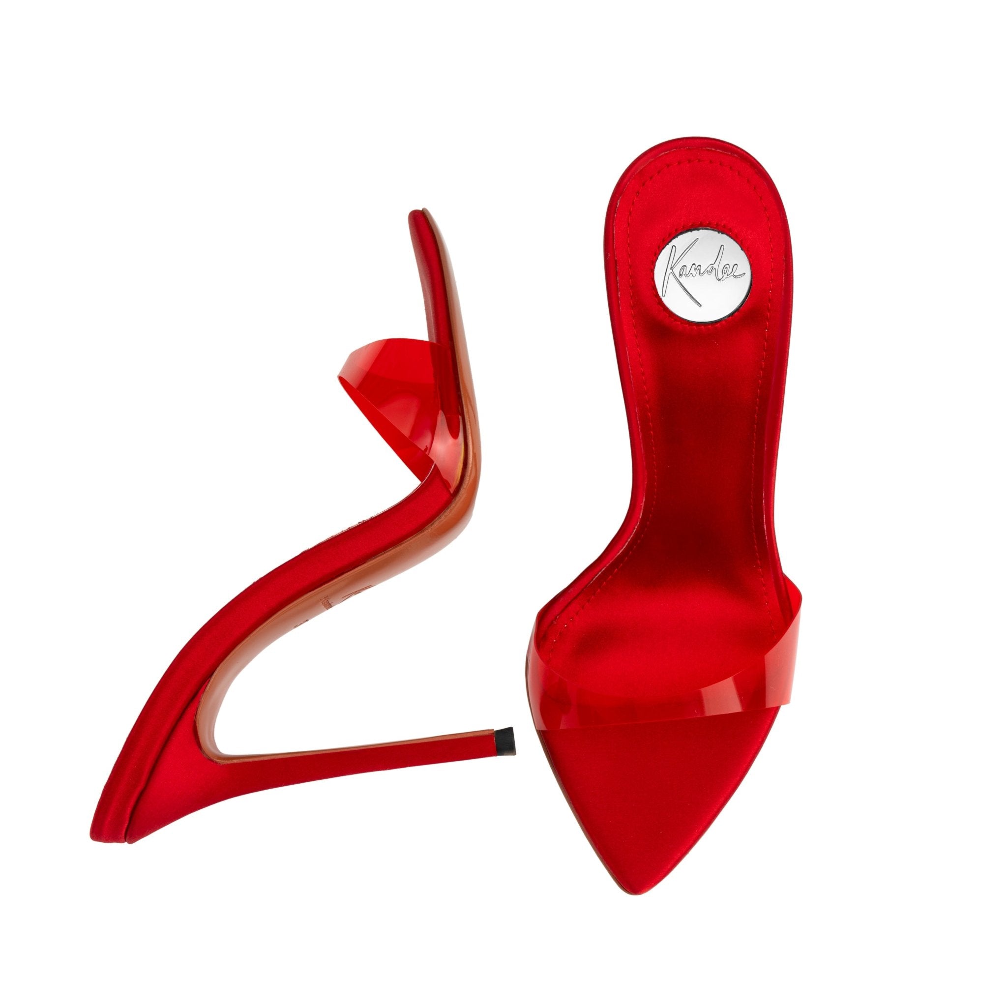 Red Semi transparent PVC Mules - Kandee
