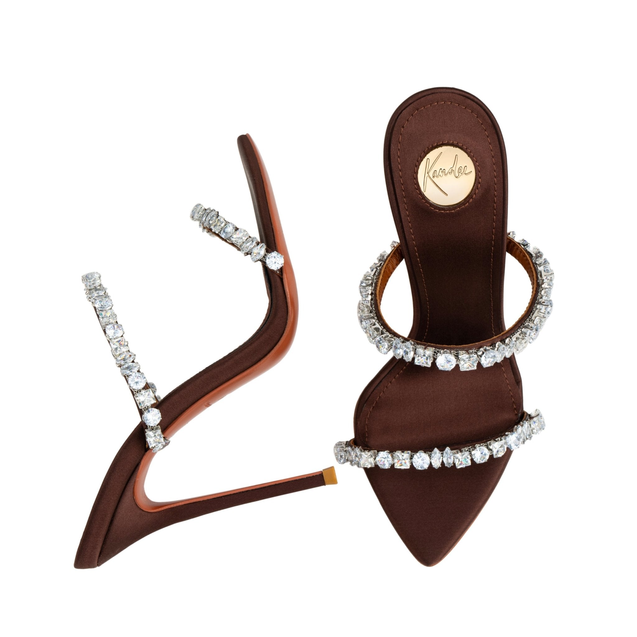 Dark Chocolate Jewel Silk Sandals - Kandee