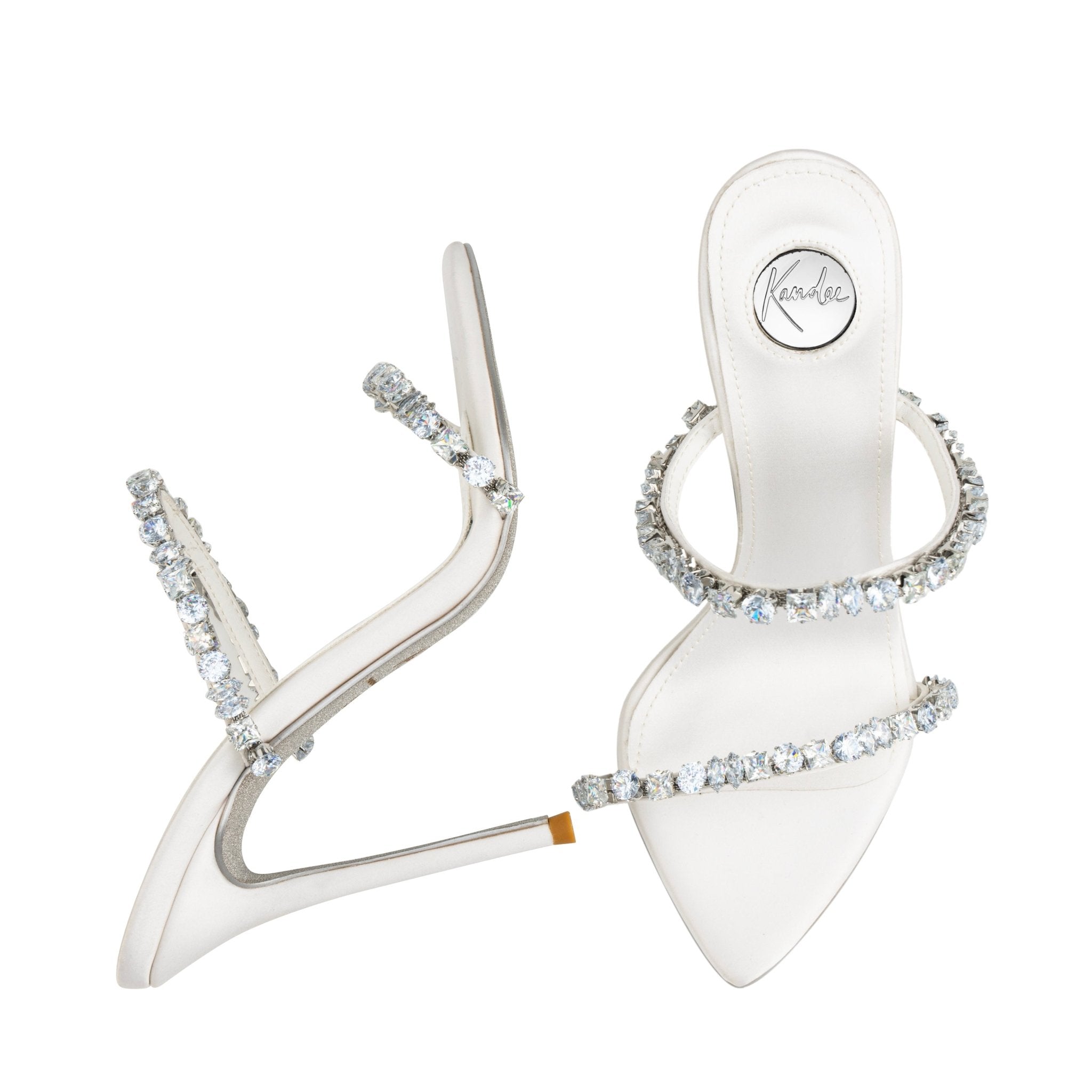 White Jewel Silk Sandals - Kandee