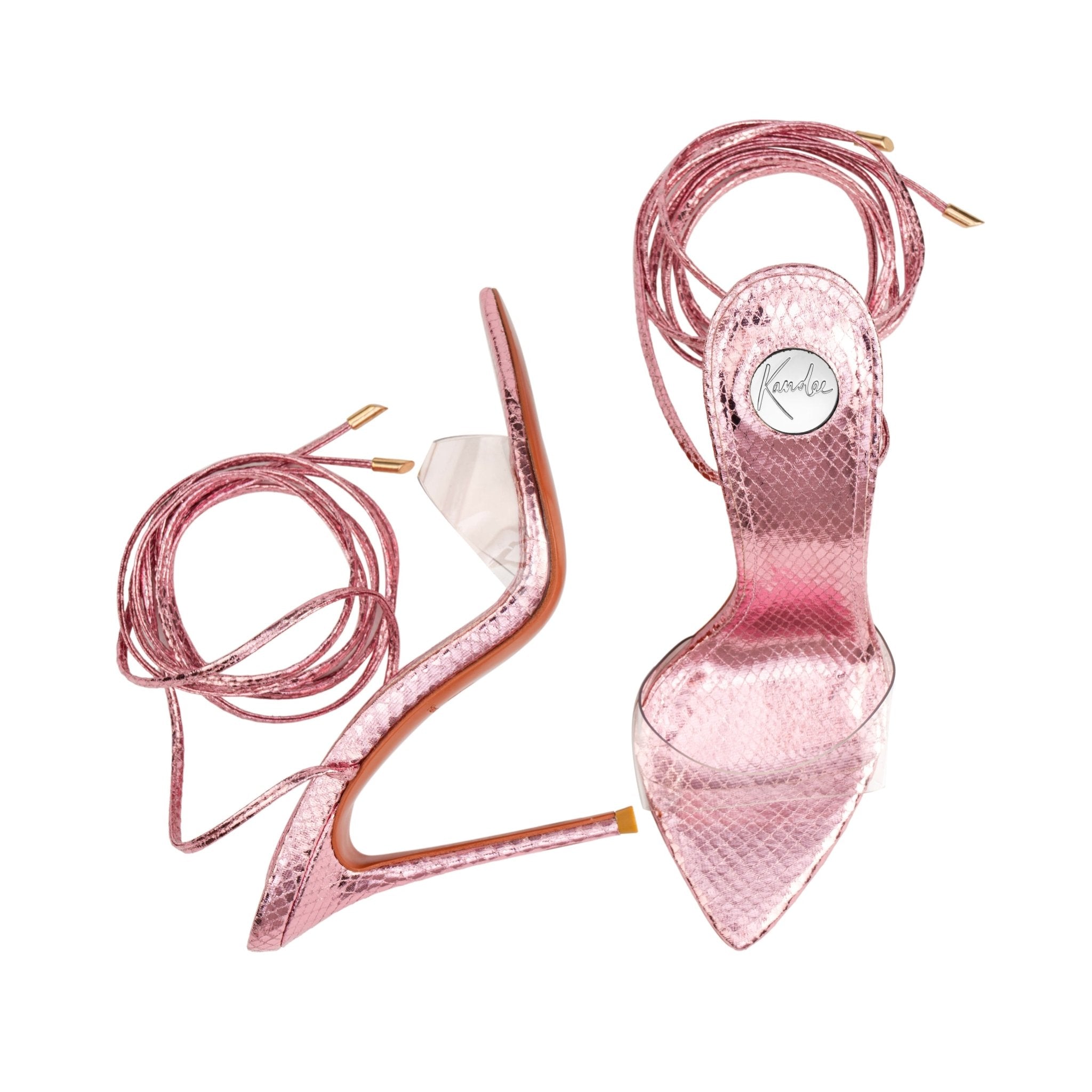 Metallic Pink Snake Sandals - Kandee