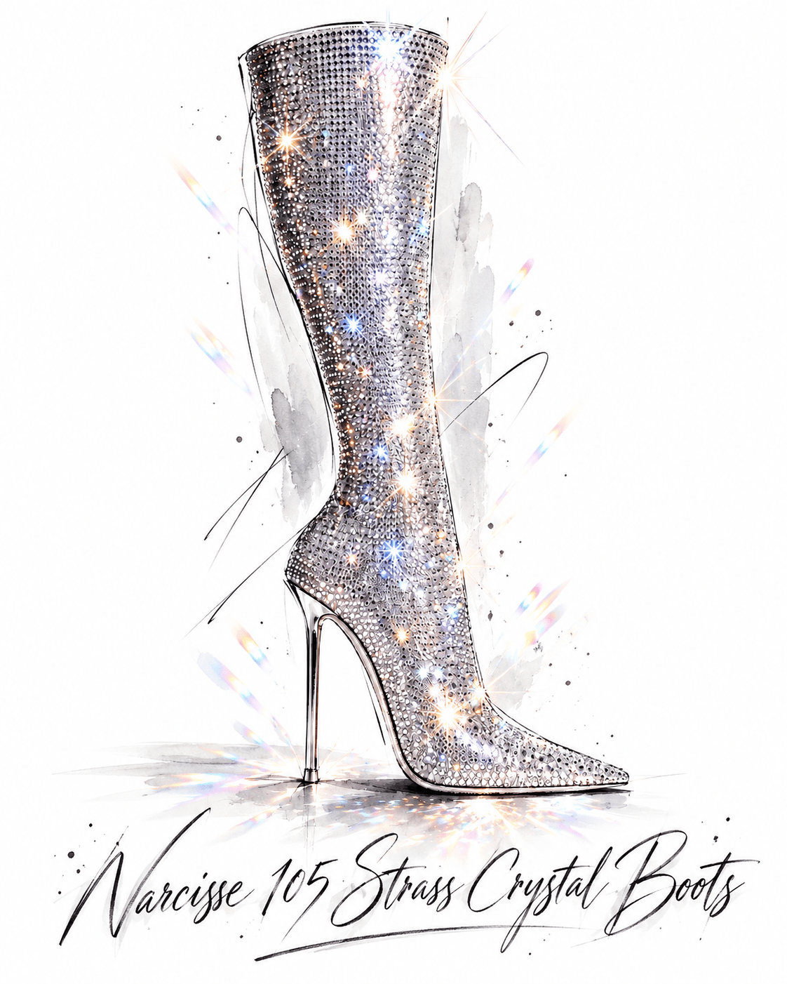Narcisse 105 Strass crystal Boots - Kandee