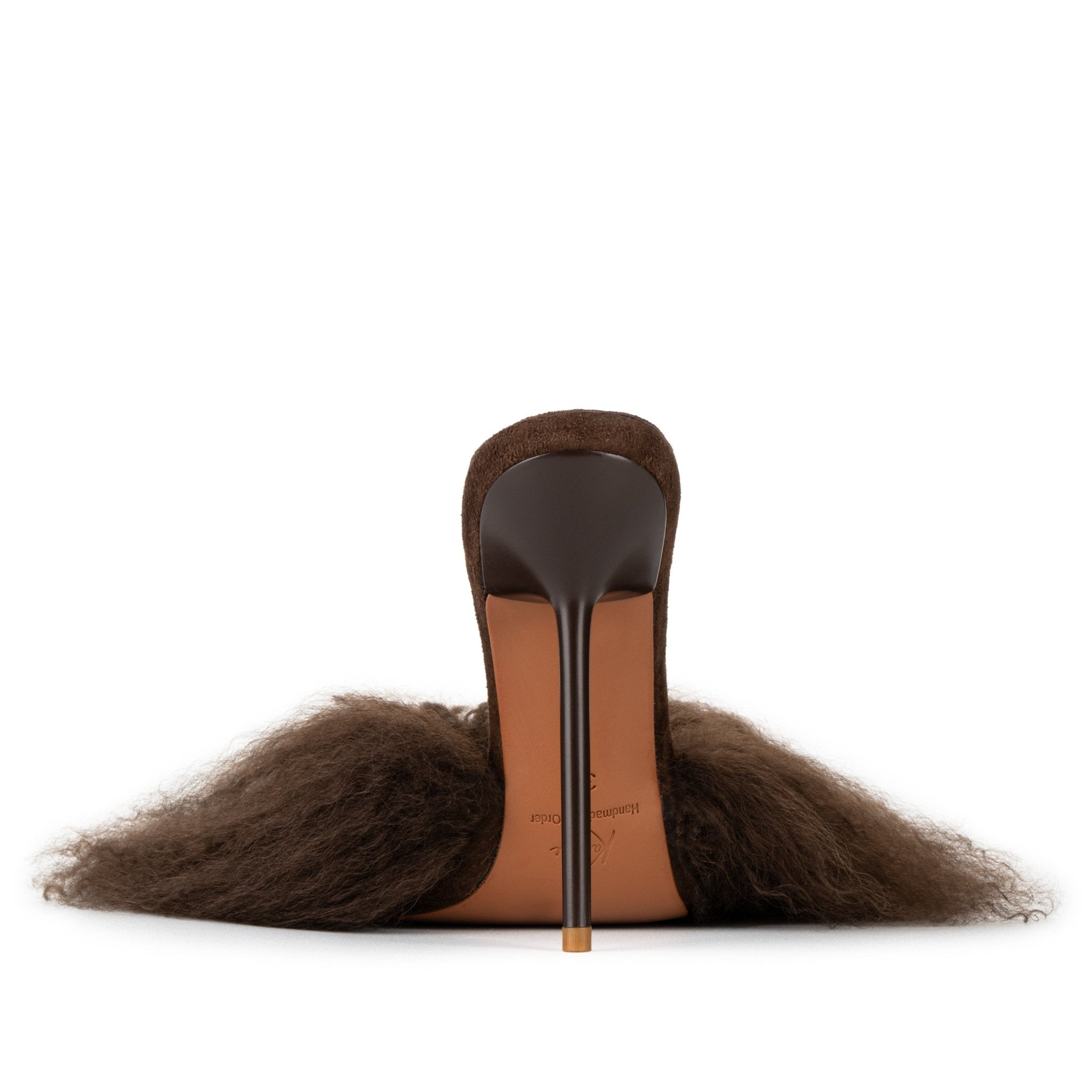 Chocolate Mongolian Shearling Suede Mules - Kandee