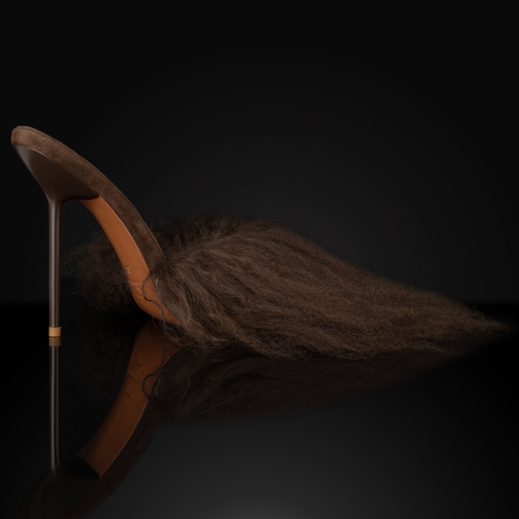 Chocolate Mongolian Shearling Suede Mules - Kandee