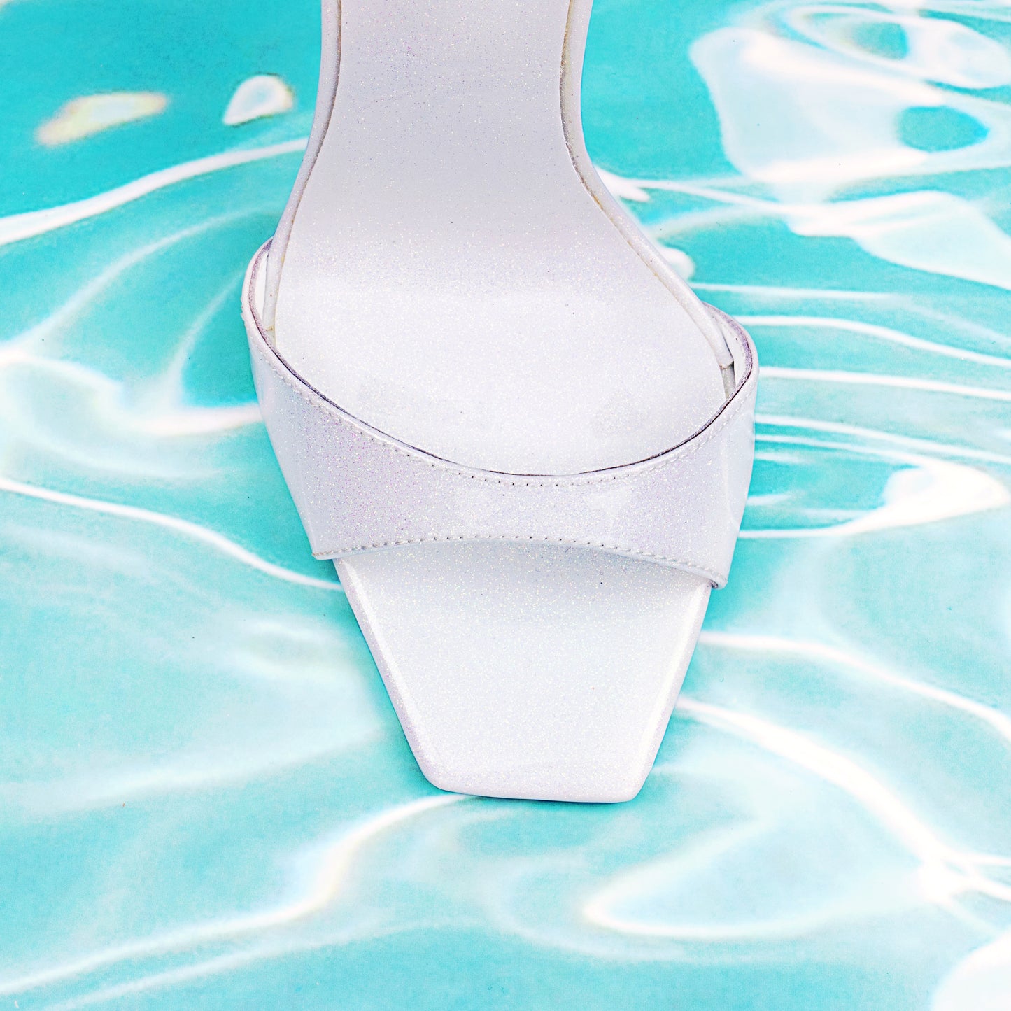 COCONUT ICE PATENT GLITTER LEATHER MULES