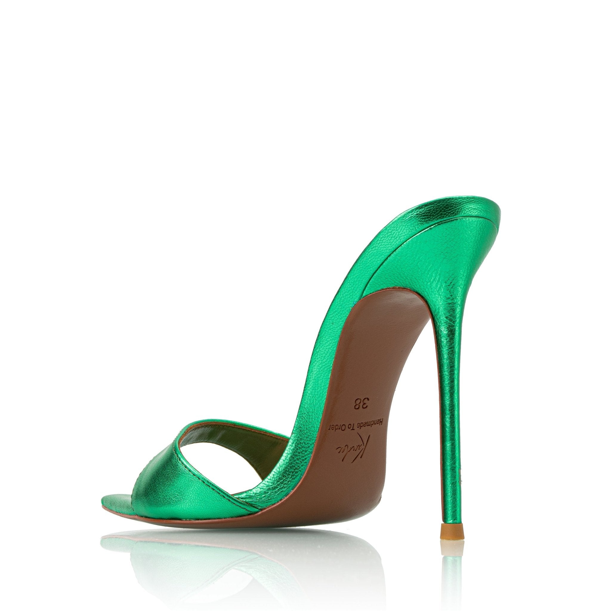 Emerald Metallic Leather Mules - Kandee