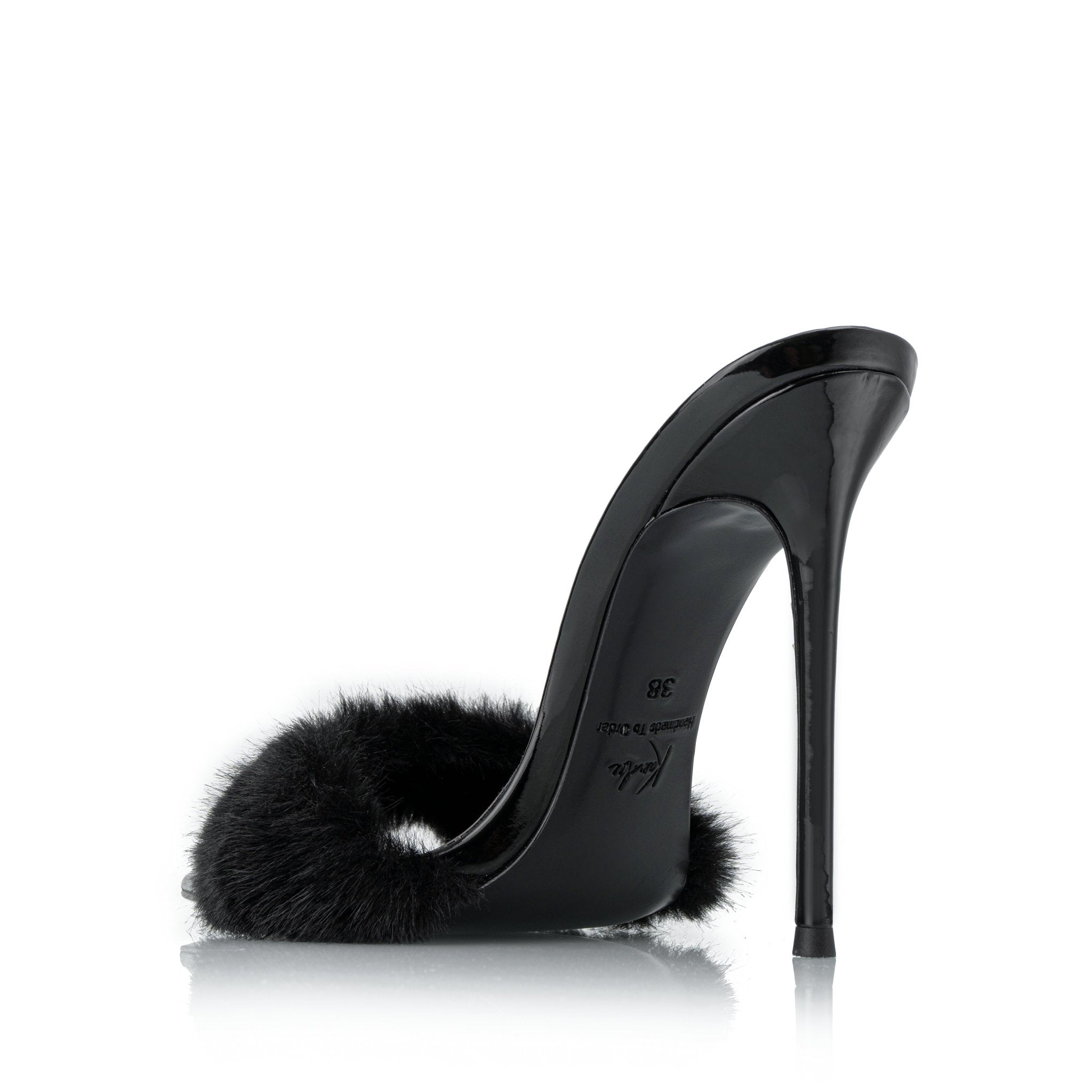 Milano Mink Patent Mules - Kandee