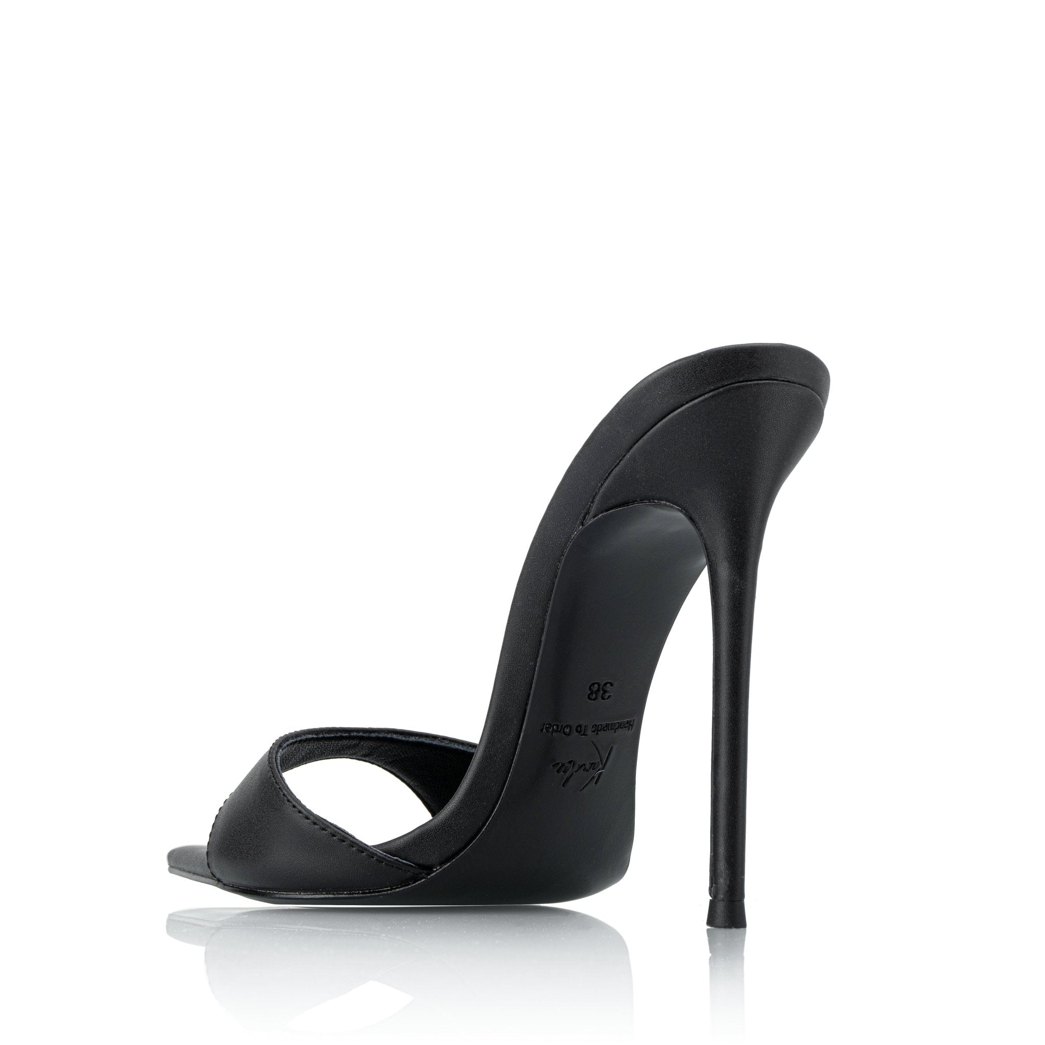 Black Quilted Leather Mules - Kandee