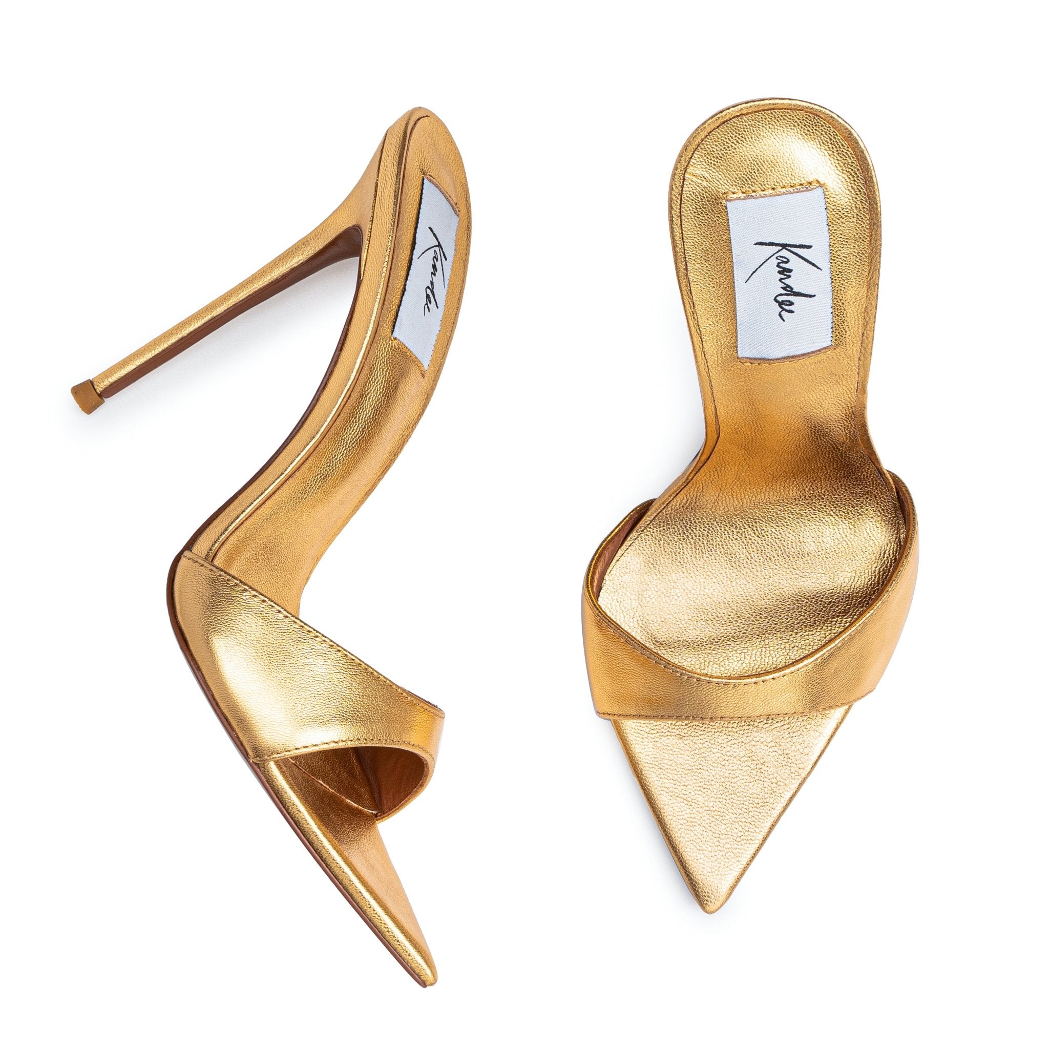Gold Metallic Leather Mules - Kandee