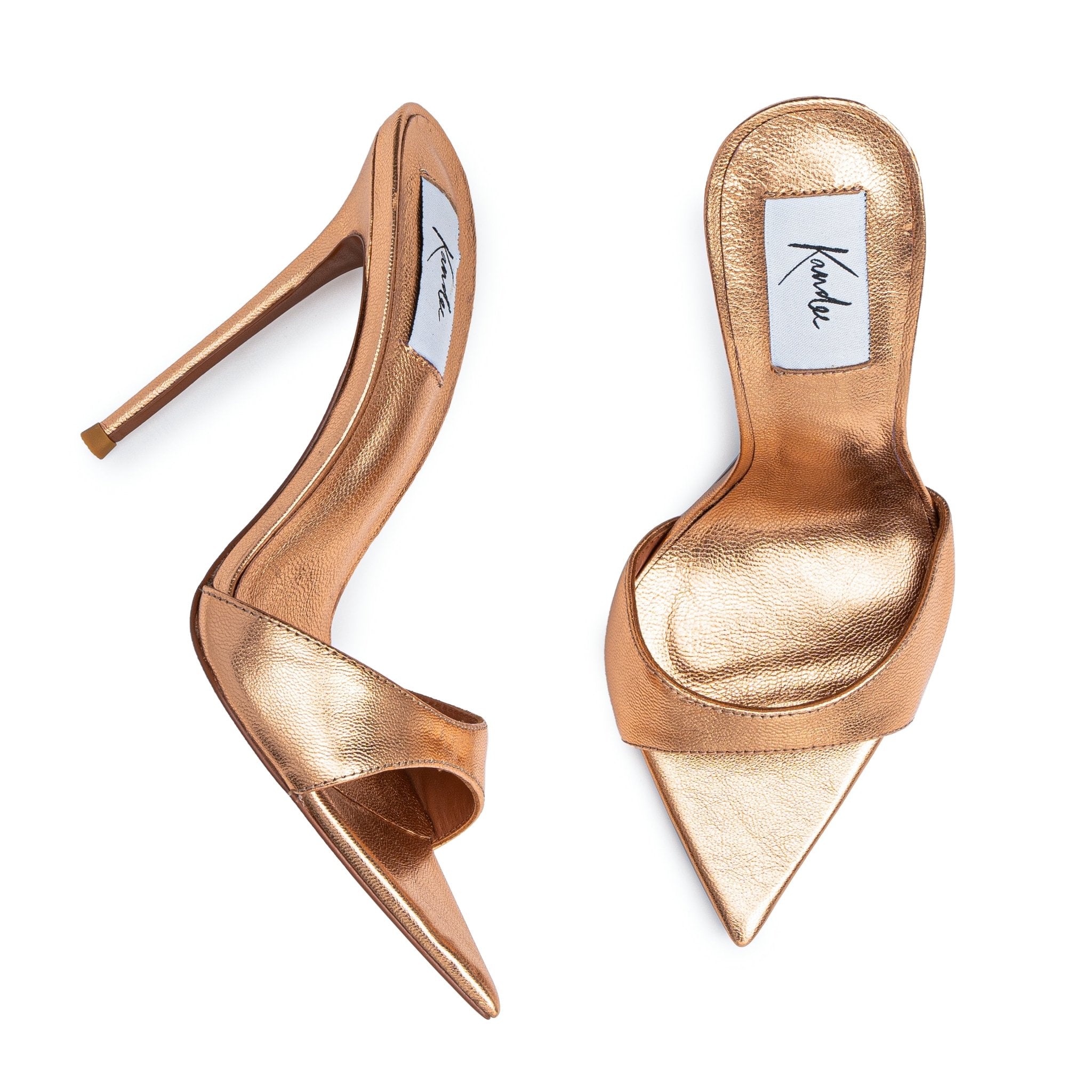Rose Gold Metallic Leather Mules - Kandee