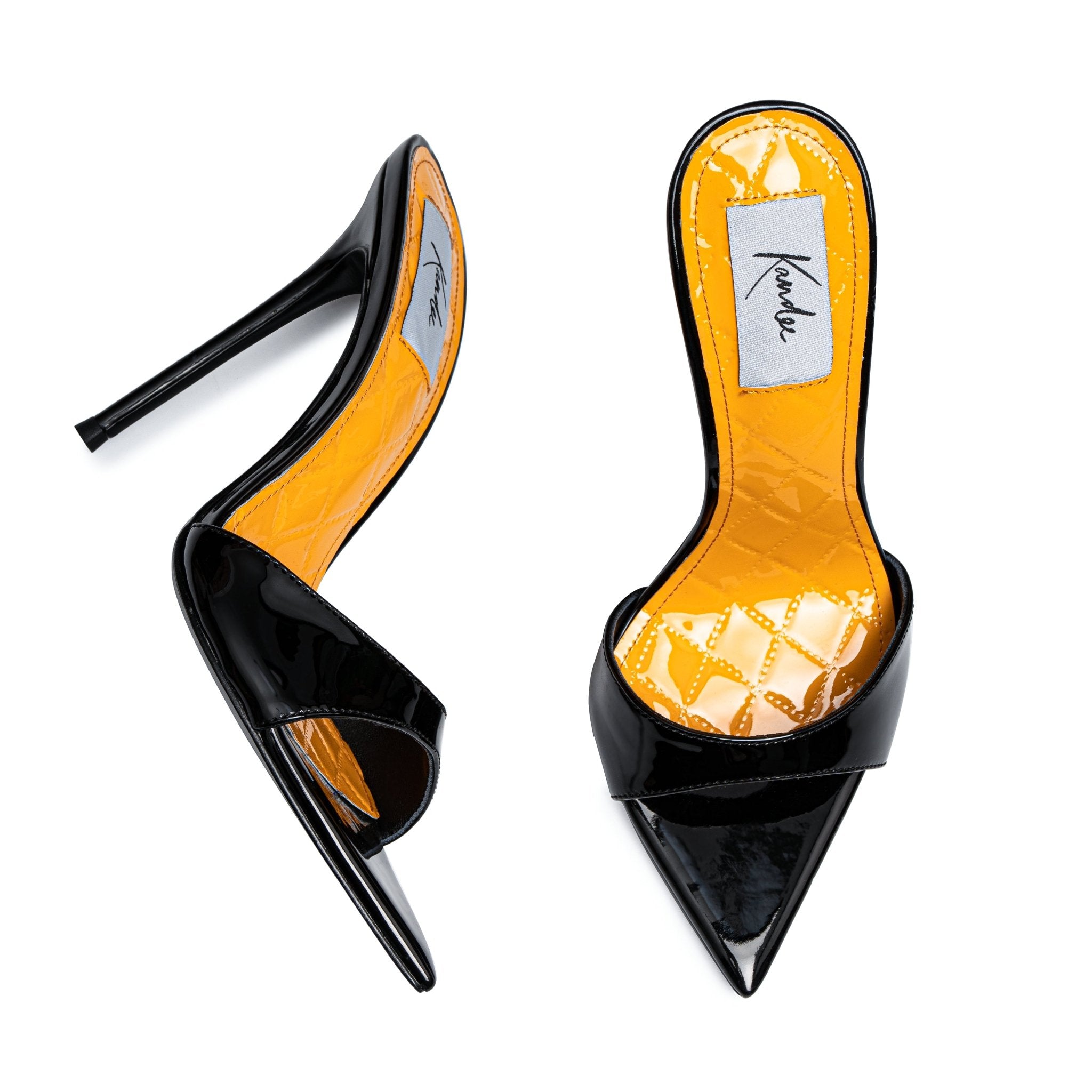 Taxi Cab Yellow Quilted Patent Mules - Kandee