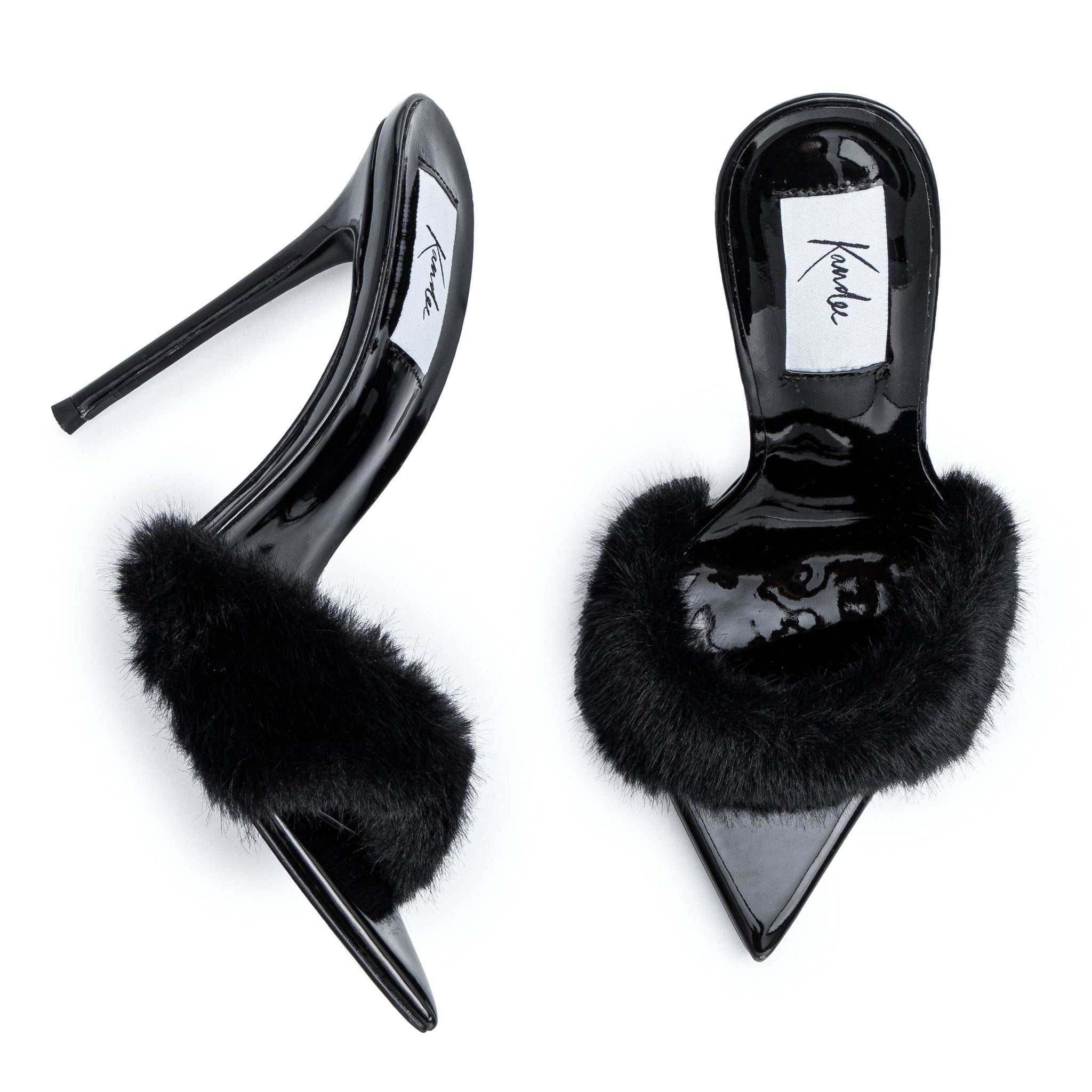 Milano Mink Patent Mules - Kandee
