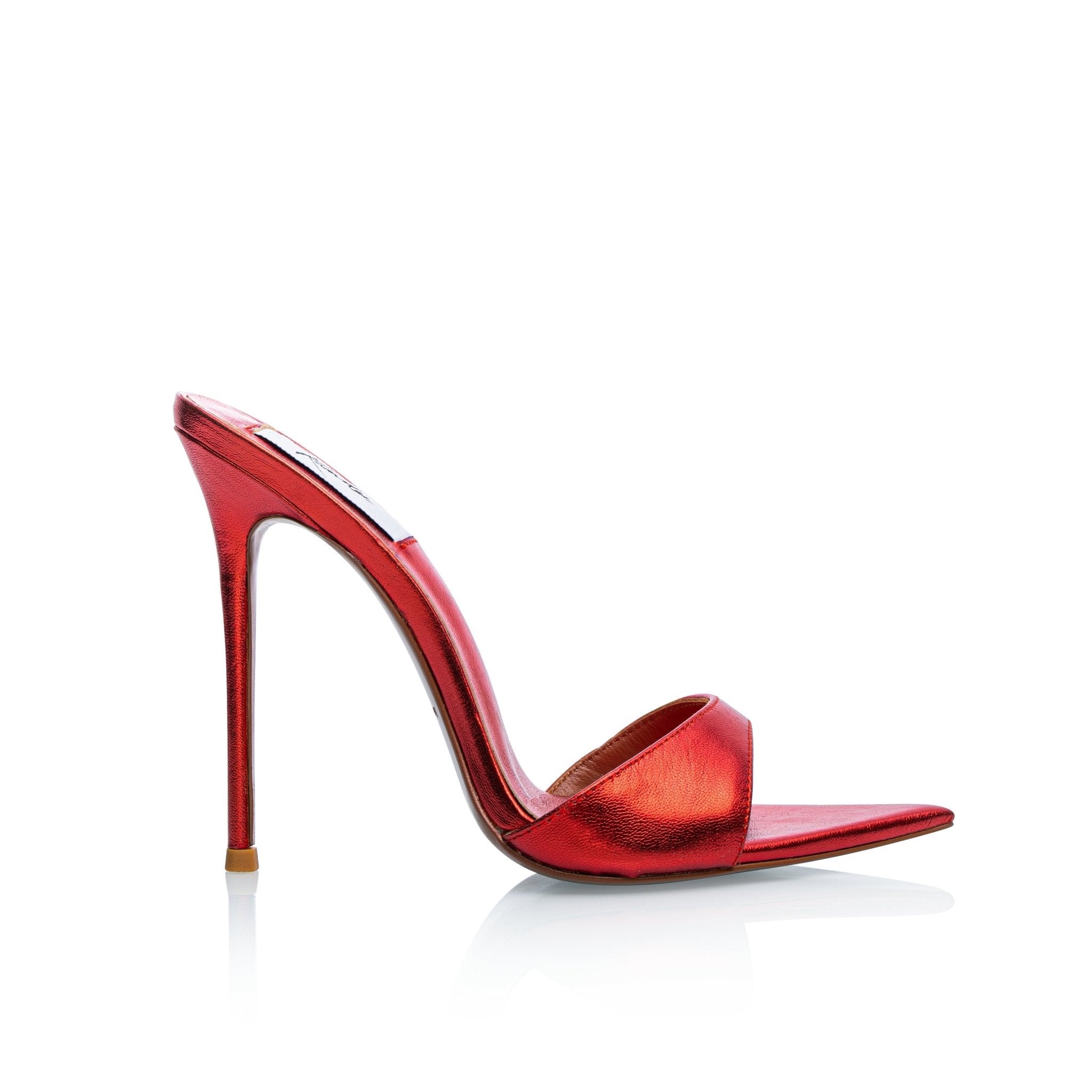 Red Metallic Leather Mules - Kandee
