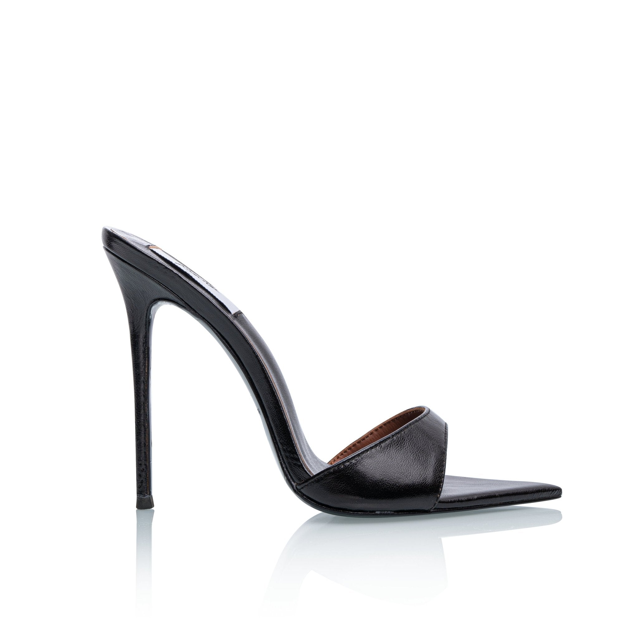 Black Vintage Leather Mules - Kandee