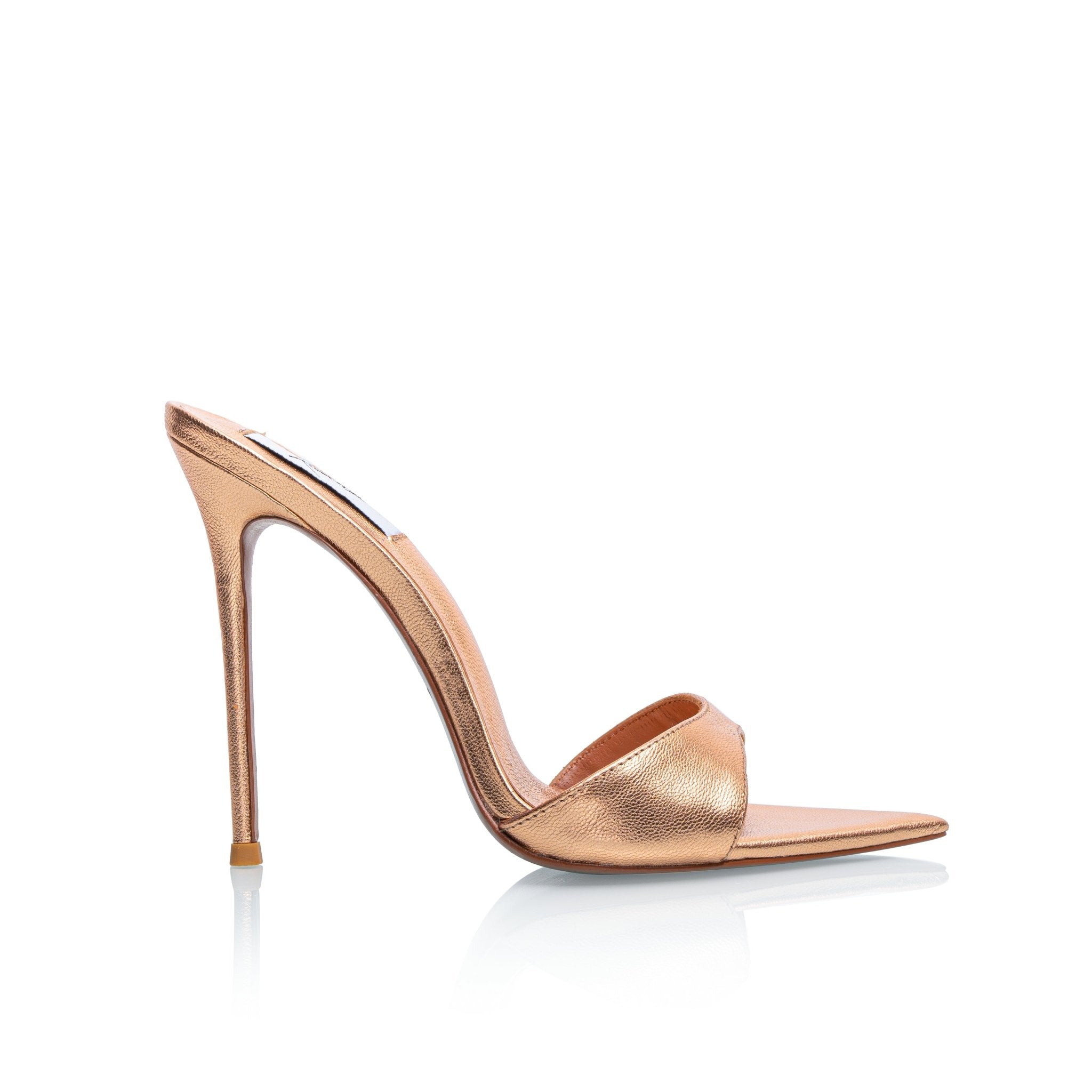 Rose Gold Metallic Leather Mules - Kandee
