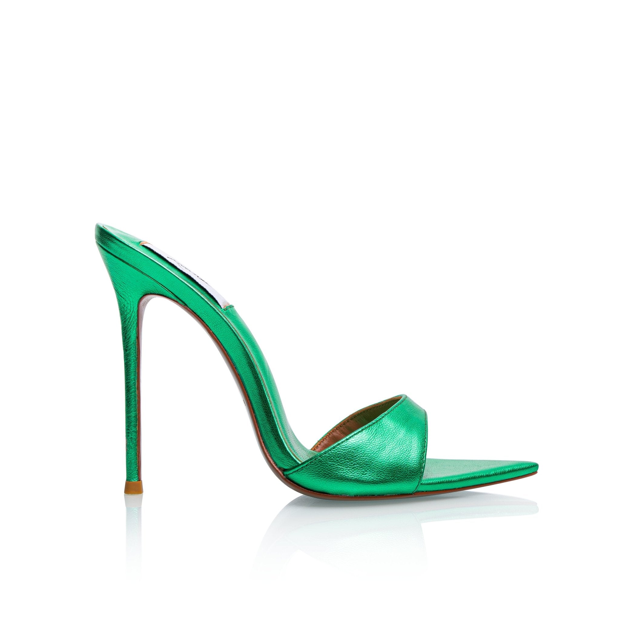 Emerald Metallic Leather Mules - Kandee