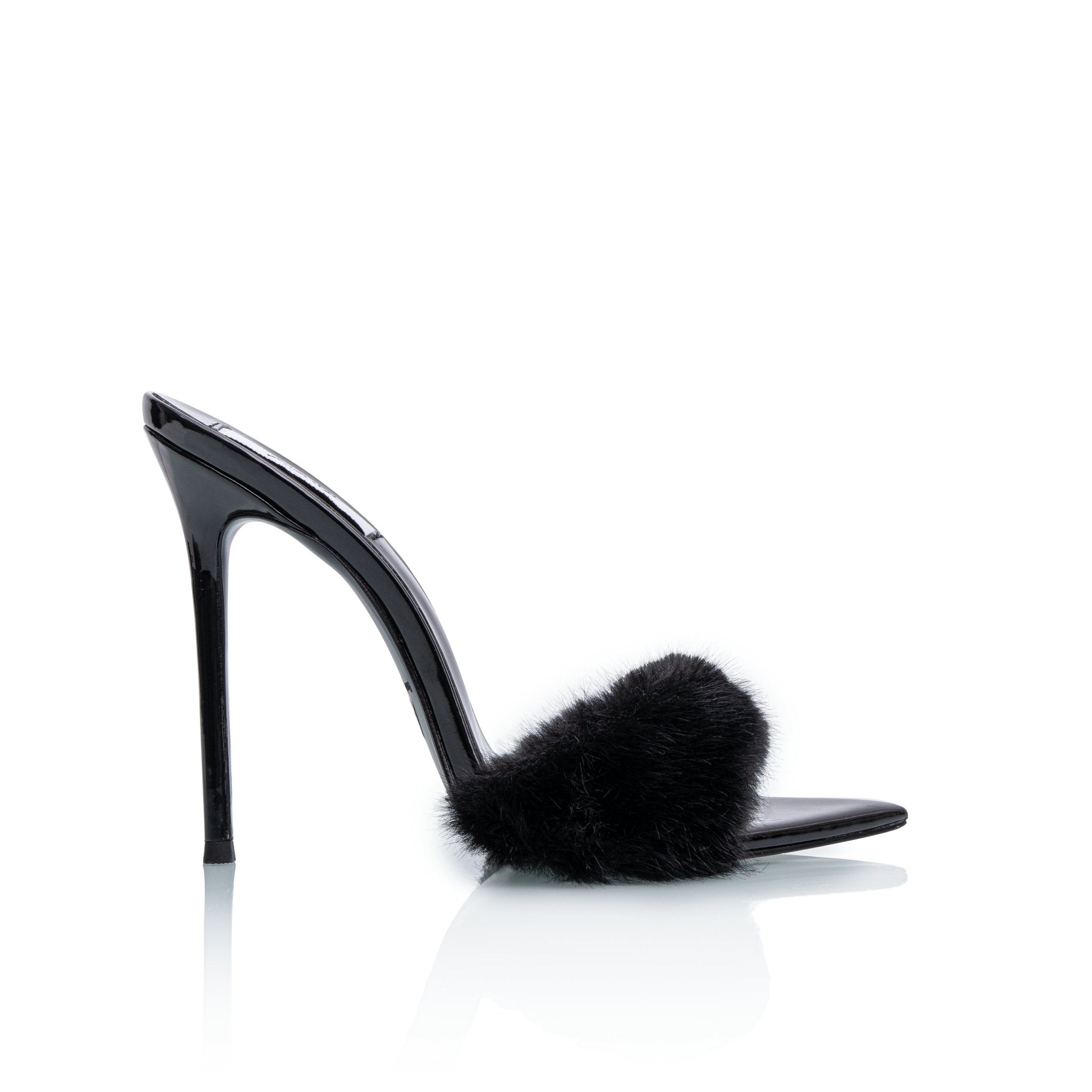 Milano Mink Patent Mules - Kandee
