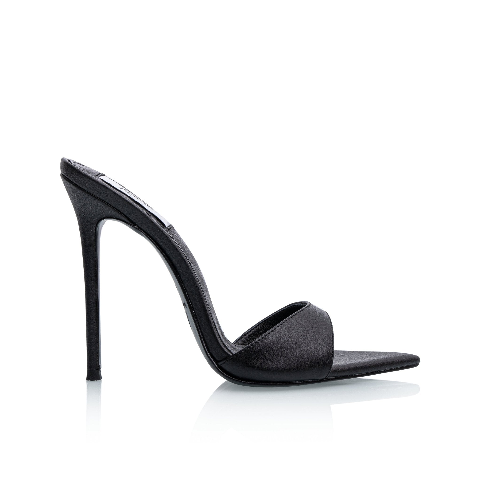 Black Quilted Leather Mules - Kandee