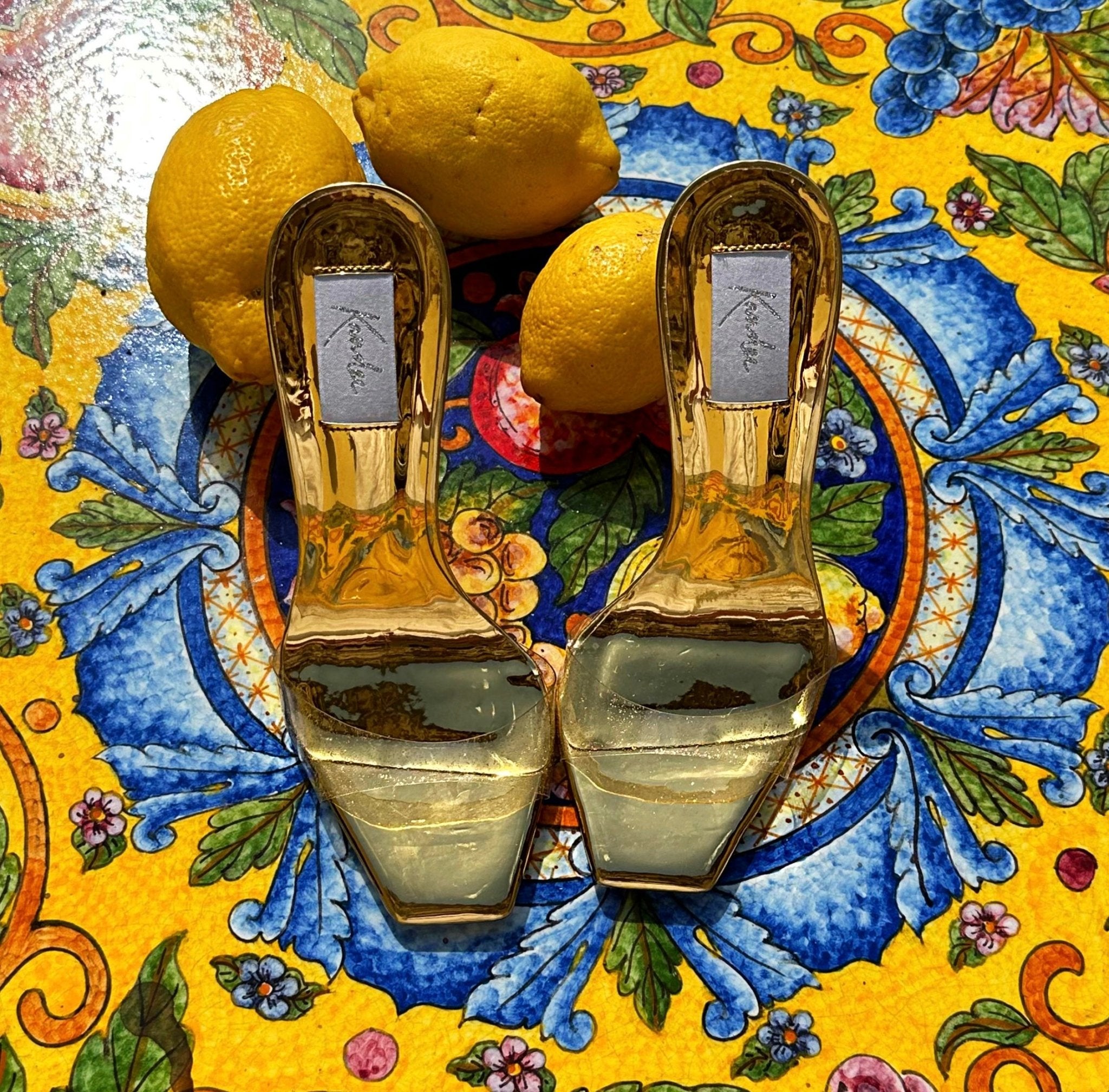 Golden Hour Glitter Transparent PVC Mules - Kandee