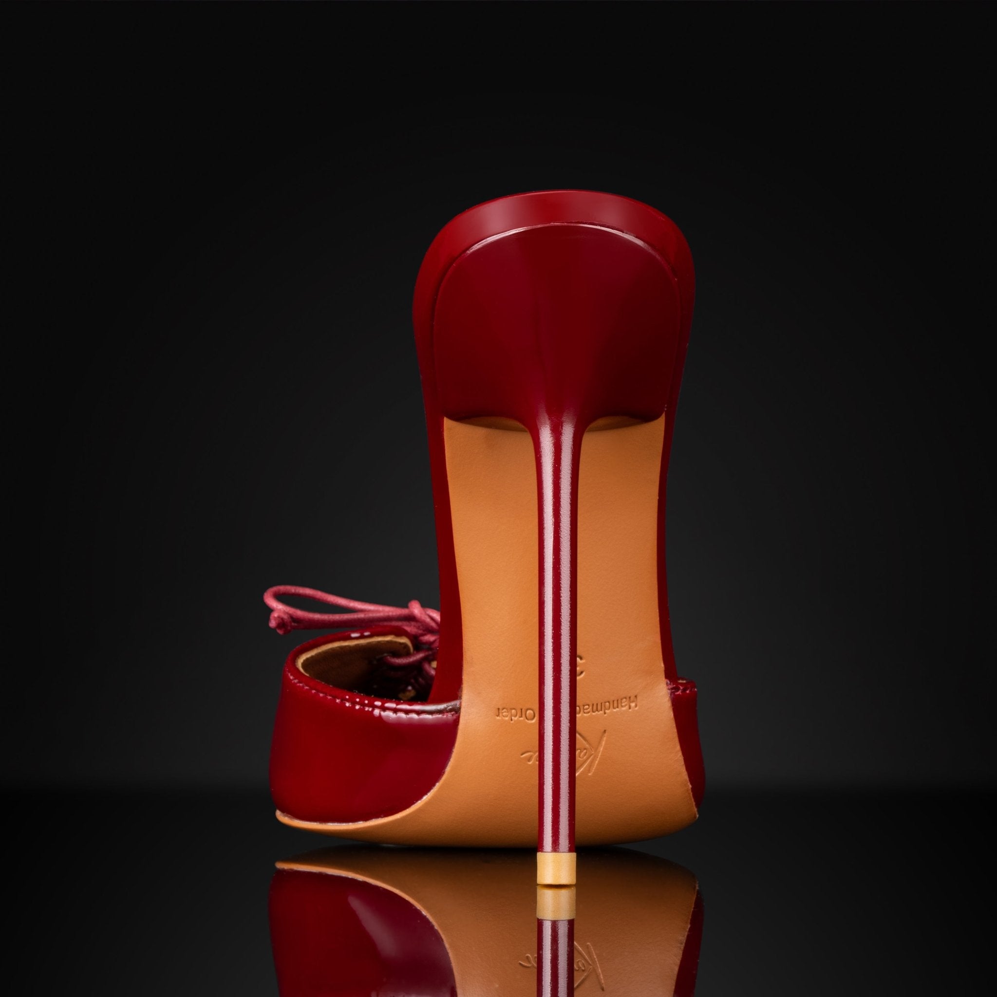 Burgundy Patent Lace Mules - Kandee