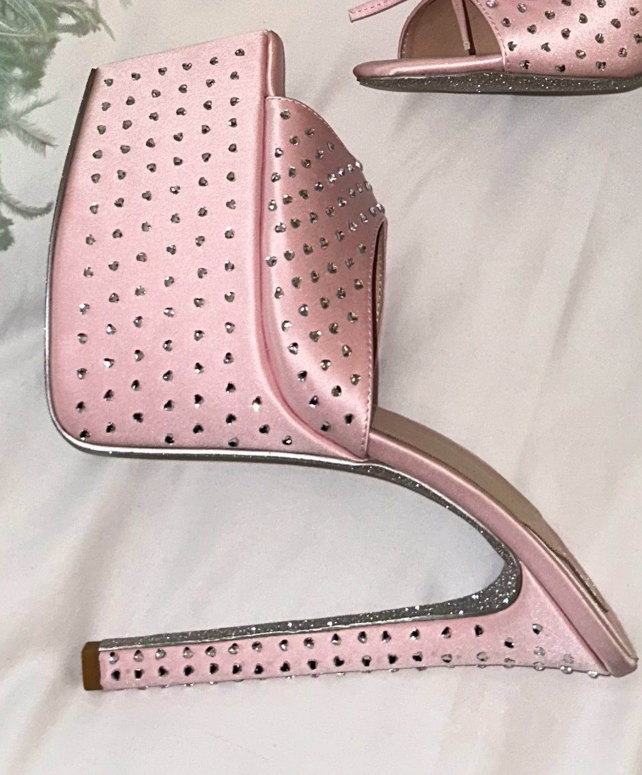 J'Adore Silk Crystal Heart Platform Mules - Kandee