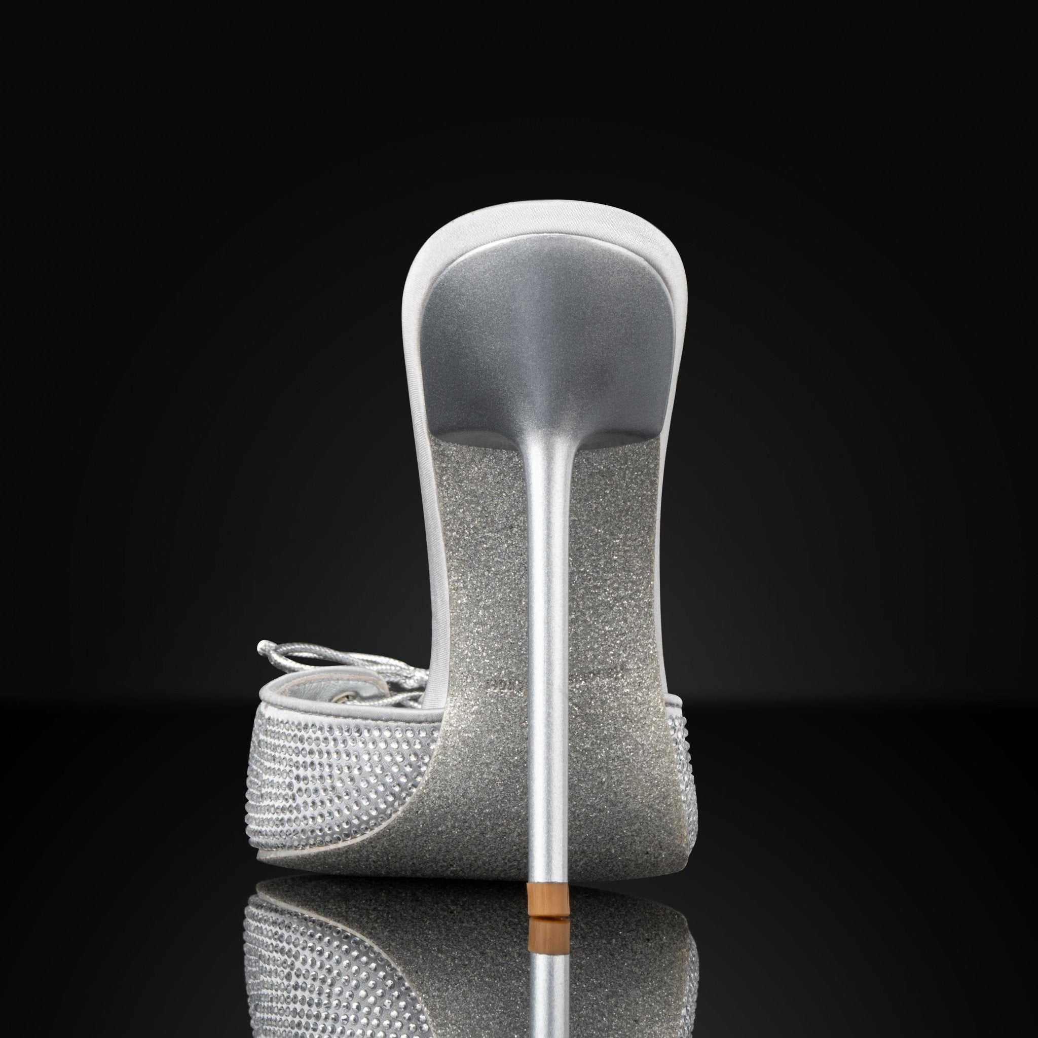 Platinum Crystal Strass Lace Mules - Kandee