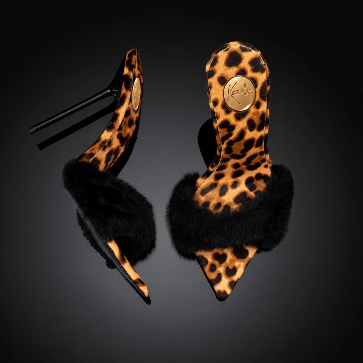 Leopard Print Calf Hair Mink Mules - Kandee