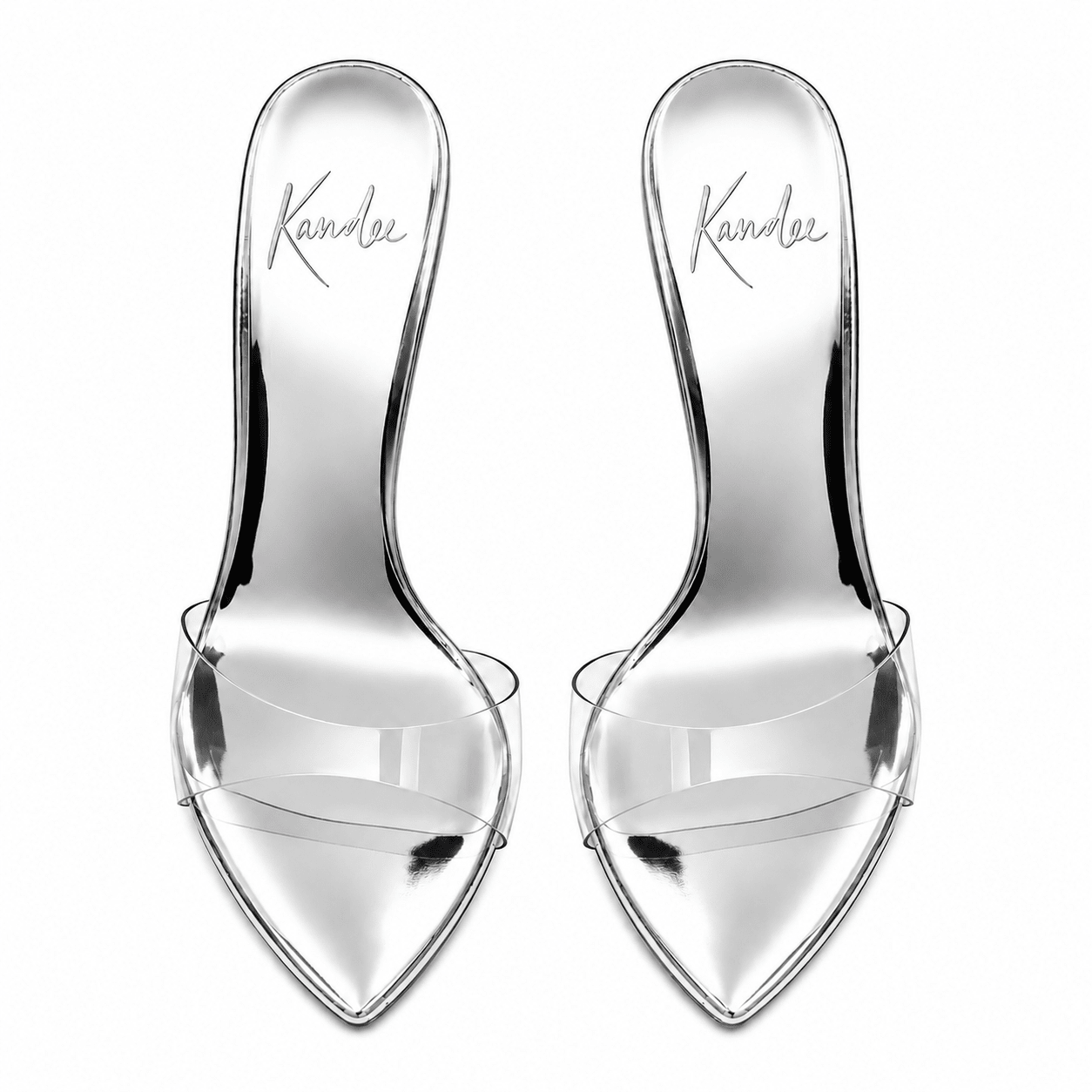 Silver Patent Mirror Mules Vegan - Kandee