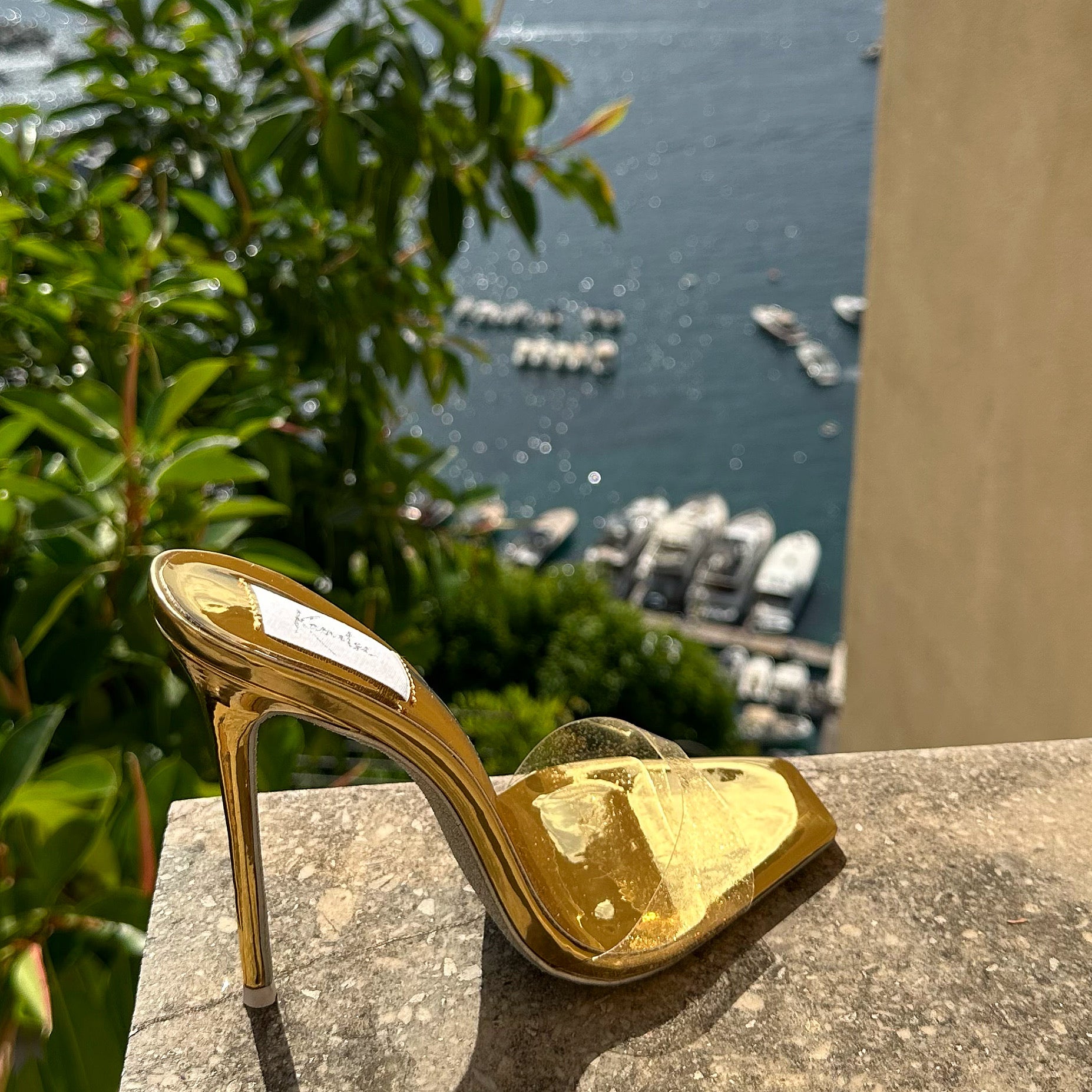 Golden Hour Glitter Transparent PVC Mules - Kandee
