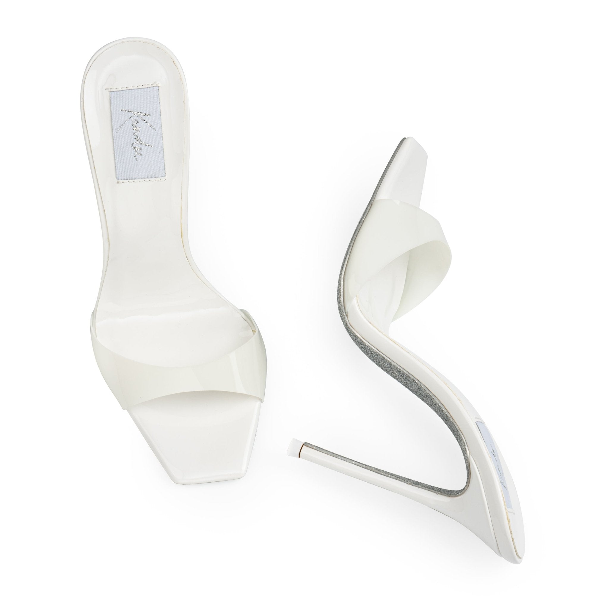 Blanco Patent Leather White PVC Mules - Kandee