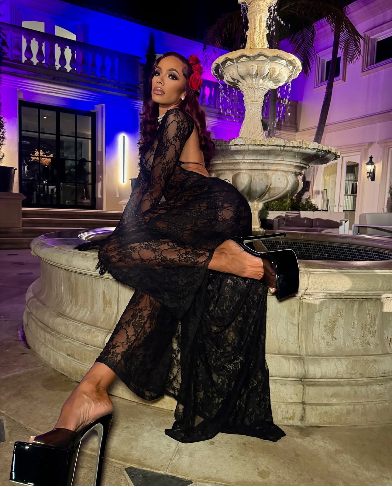 Black Patent Platform PVC Mules - Kandee