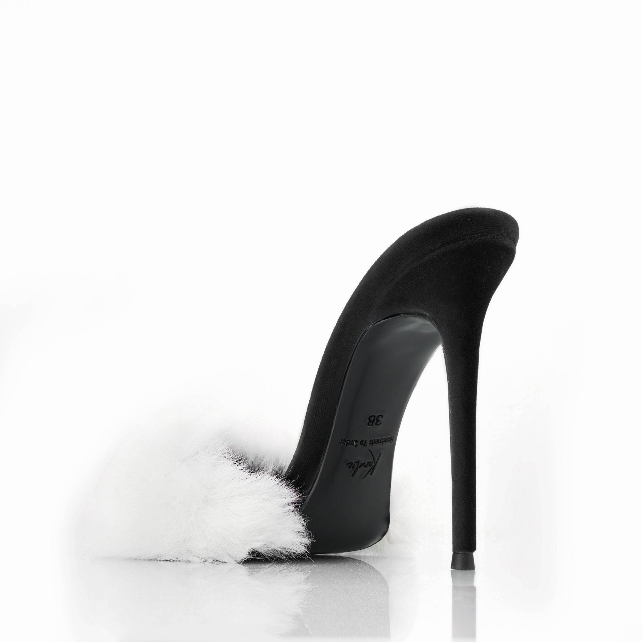 Black Velvet White Mink Mules *As Seen On Sabrina Carpenter* - Kandee