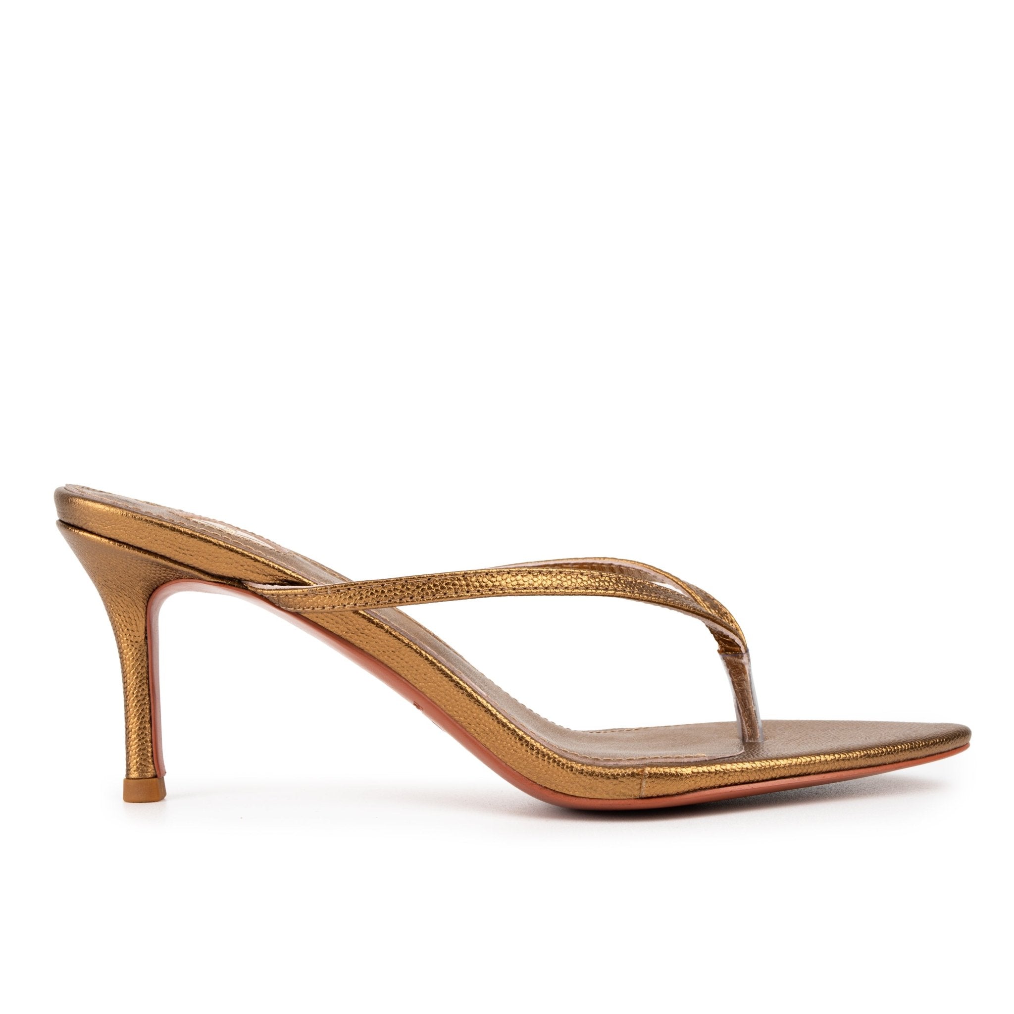 Golden Caviar Leather Thong Sandals - Kandee